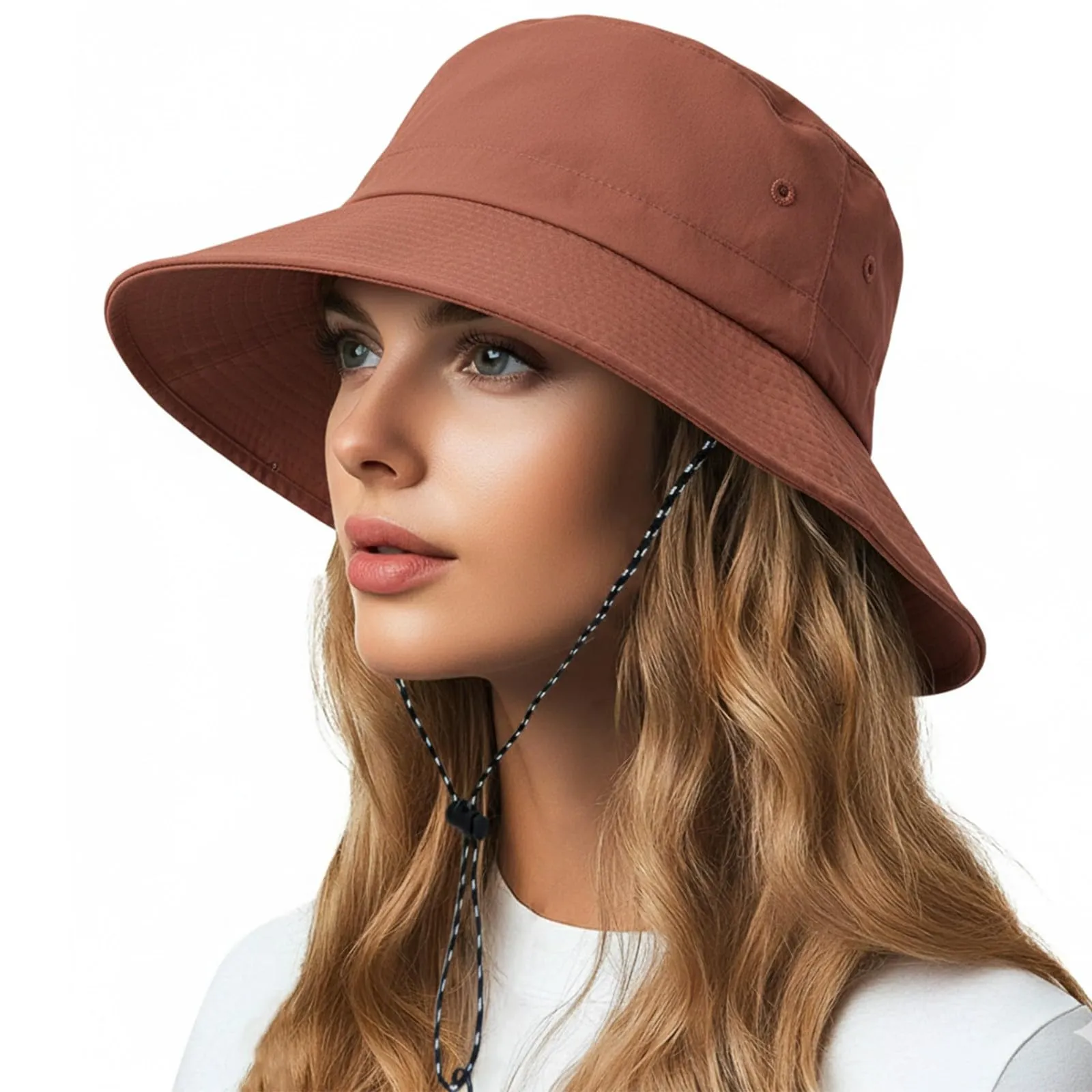 AIYVELU Cappello Safari Donna Bucket Hat Tesa Larga Impermeabile e Traspirante (Terracotta) - immagine 1