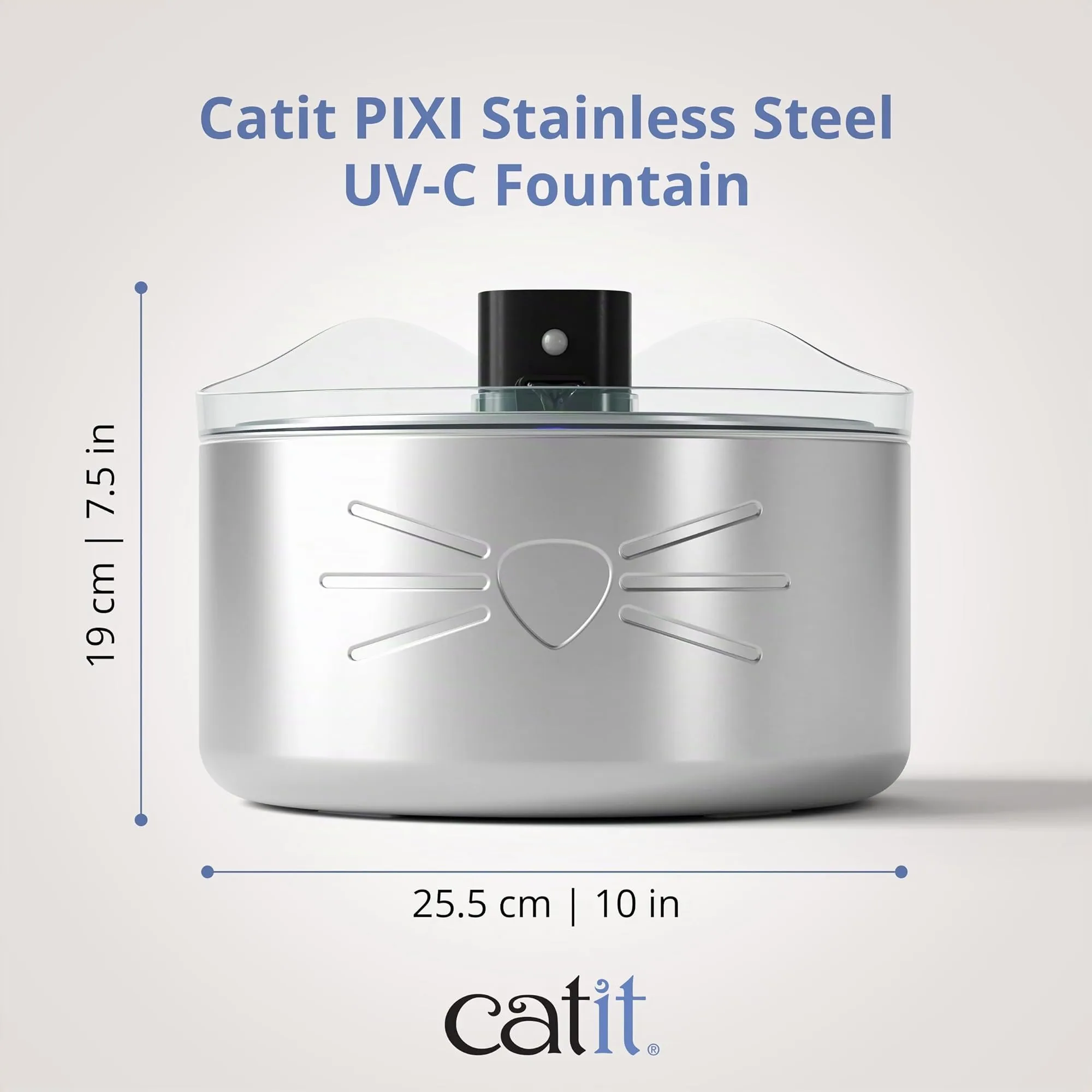 Catit Pixi Fontana per acqua senza fili XL in acciaio inossidabile con chiarificatore UVC e filtro a tripla azione - immagine 3