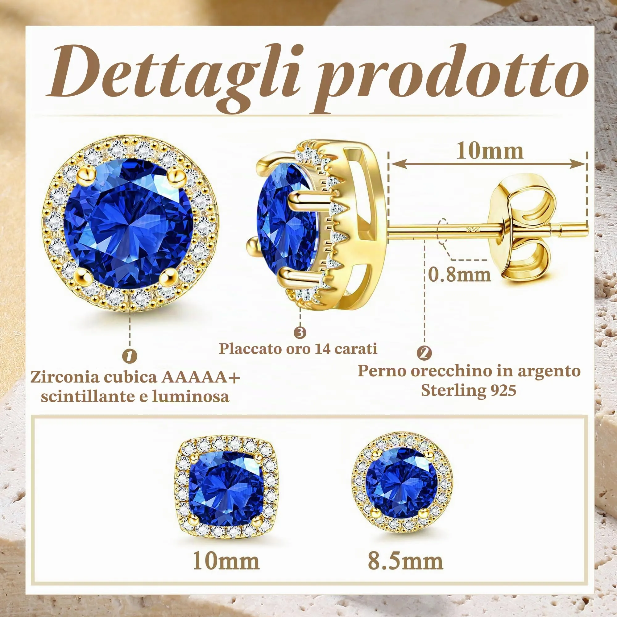 Dochais Orecchini in Argento Sterling 925 con Zirconi Cubici per Uomo e Donna - immagine 4