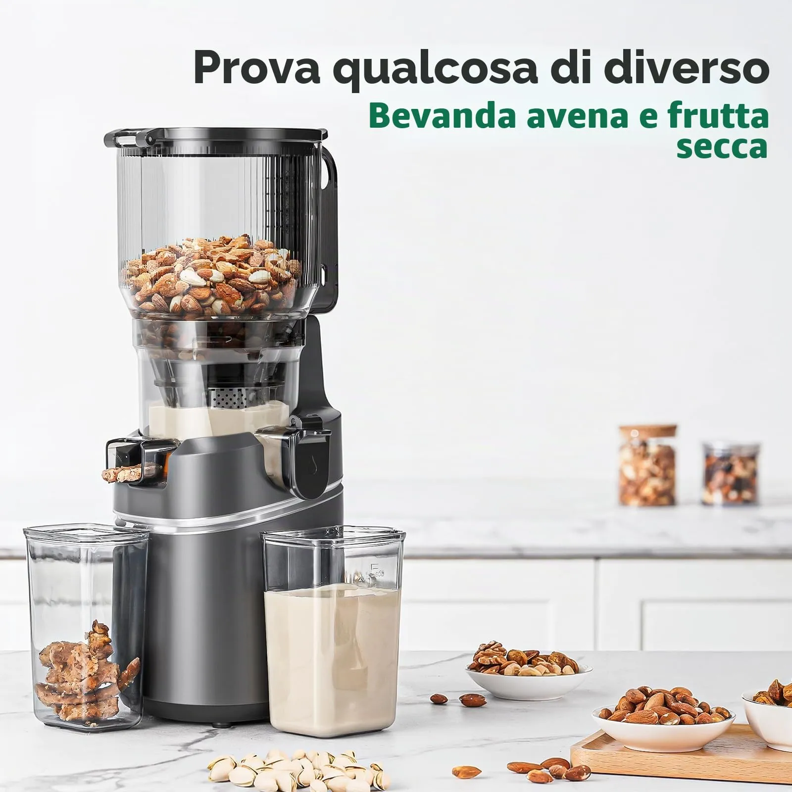 AMZCHEF Estrattore di Succo Lento SJ-036C, 250W, Apertura 150mm, Capacità 2L, Triplo Filtro, Grigio - immagine 6