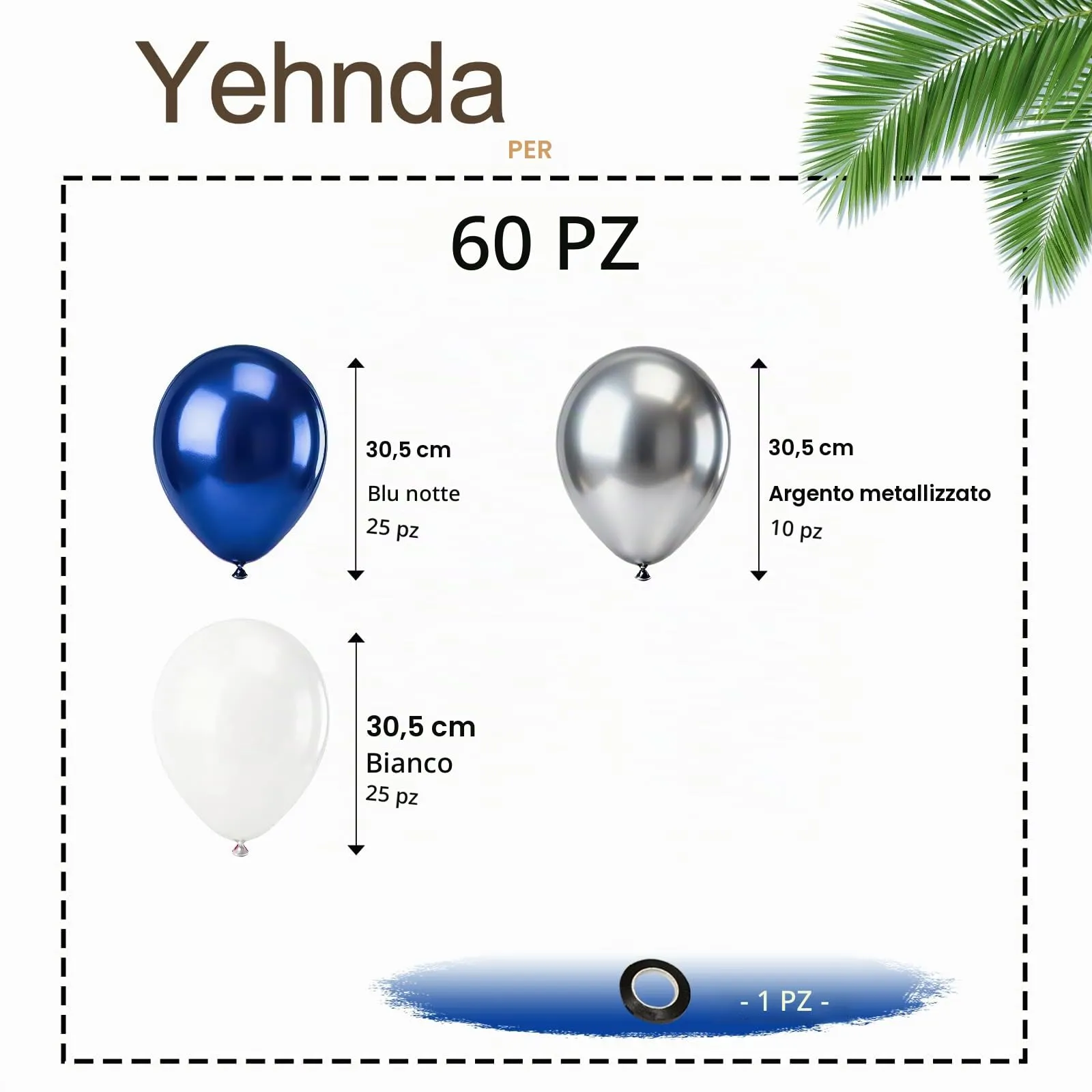 YEHNDA Palloncini in Lattice Blu Argentato Bianco, 60 Pezzi 12 Pollici - immagine 2