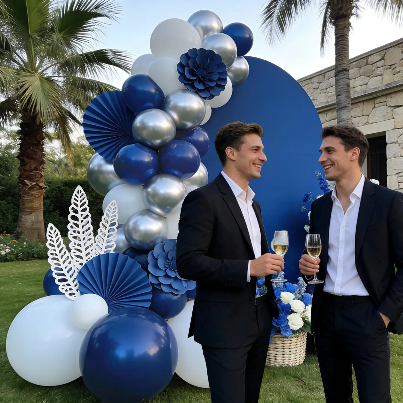 YEHNDA Palloncini in Lattice Blu Argentato Bianco, 60 Pezzi 12 Pollici - immagine 4