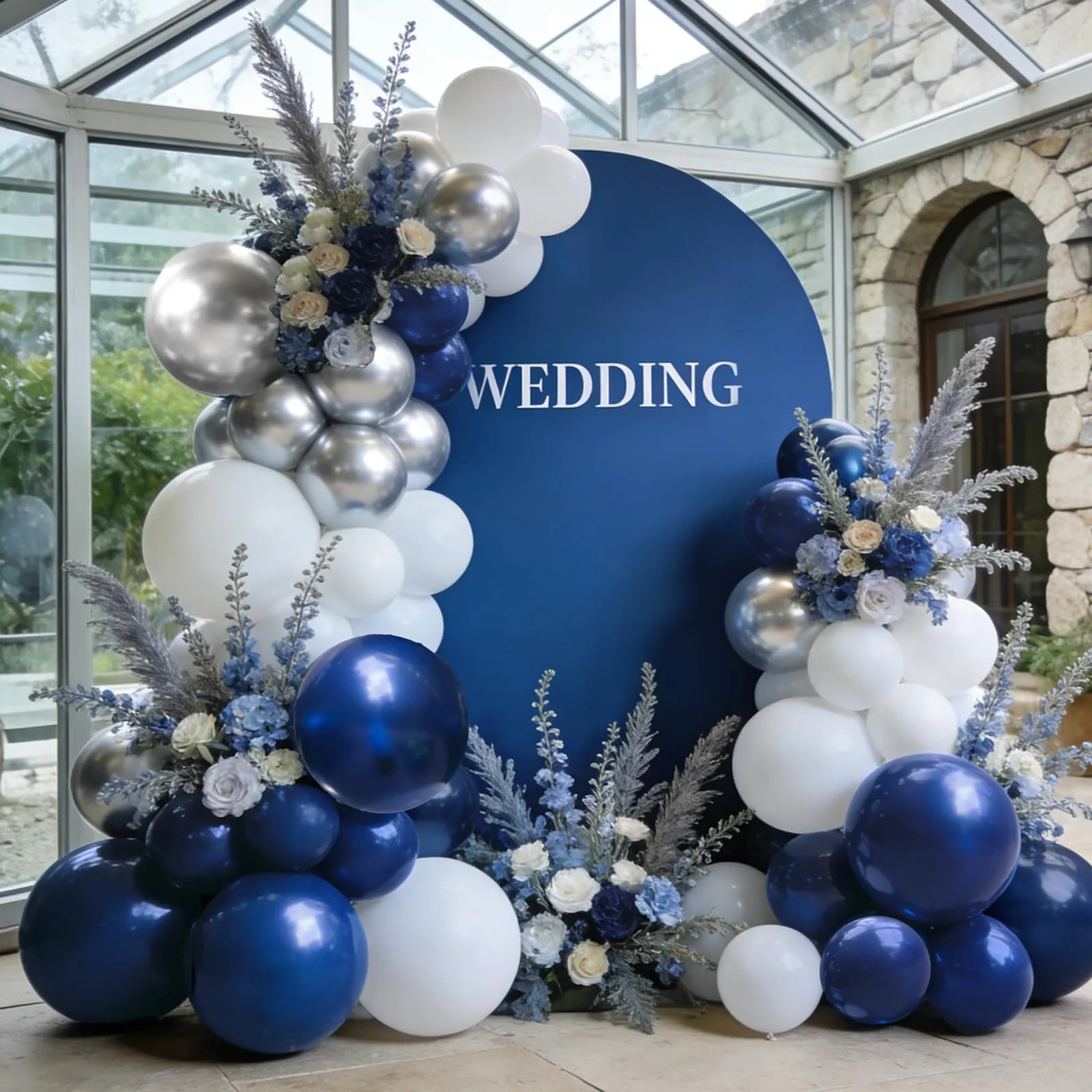 YEHNDA Palloncini in Lattice Blu Argentato Bianco, 60 Pezzi 12 Pollici - immagine 5