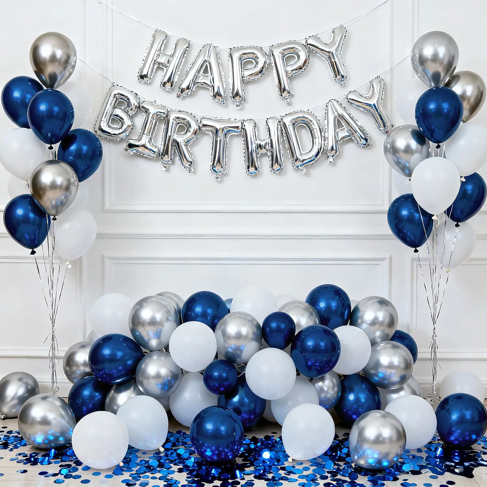 YEHNDA Palloncini in Lattice Blu Argentato Bianco, 60 Pezzi 12 Pollici - immagine 6