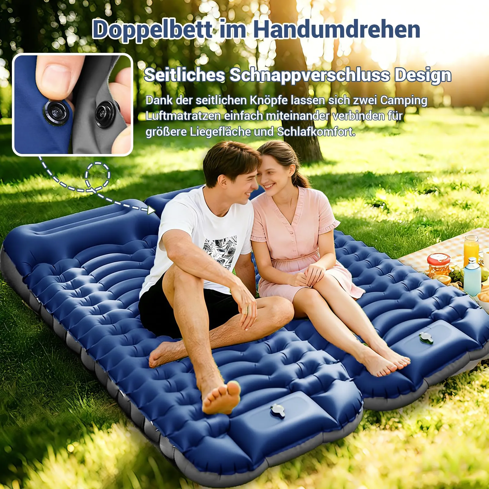 Realky Materassino Gonfiabile da Campeggio Ultraleggero con Pompa a Piedi, 195 x 70 x 9 cm - immagine 6