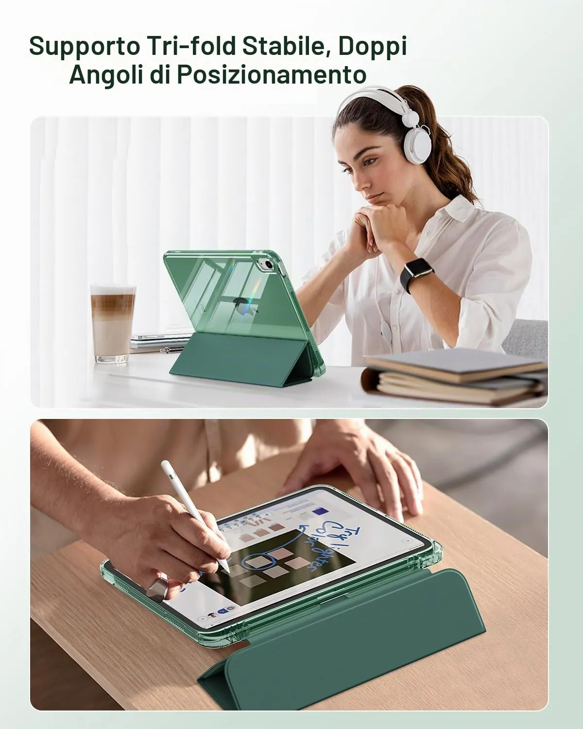MoKo Custodia per iPad 11ª Gen 11" e iPad 10ª Gen 10.9", Verde Notte - immagine 5