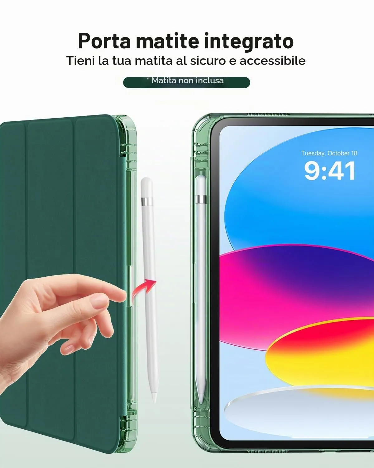 MoKo Custodia per iPad 11ª Gen 11" e iPad 10ª Gen 10.9", Verde Notte - immagine 8