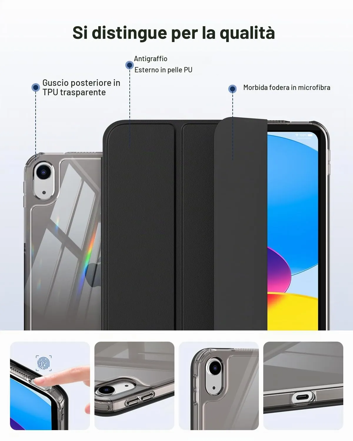 MoKo Cover per iPad 11ª Gen 11" e iPad 10ª Gen 10.9", Nero - immagine 6