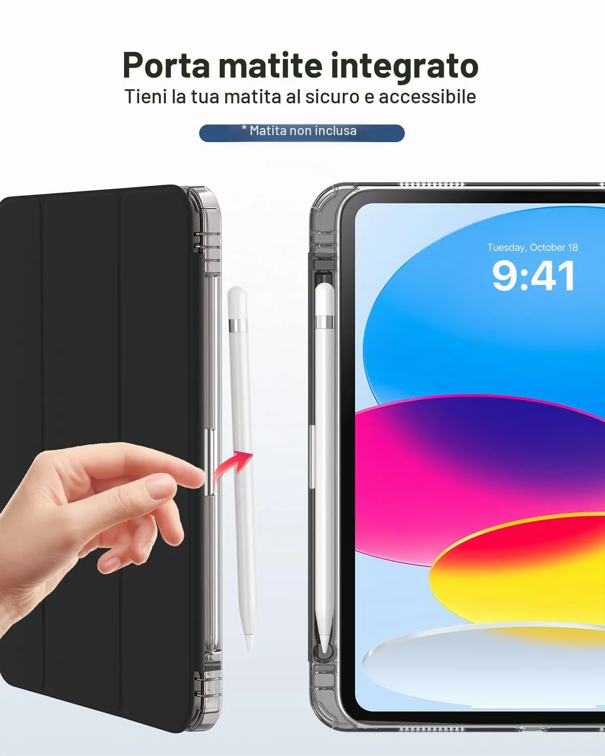 MoKo Cover per iPad 11ª Gen 11" e iPad 10ª Gen 10.9", Nero - immagine 8