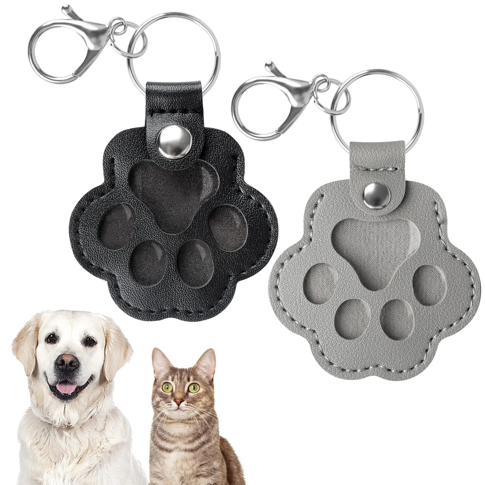 Kiiwah Portachiavi a Forma di Zampa per Raccoglitore di Peli di Animali, 2 Pezzi (Nero + Grigio) - immagine 1