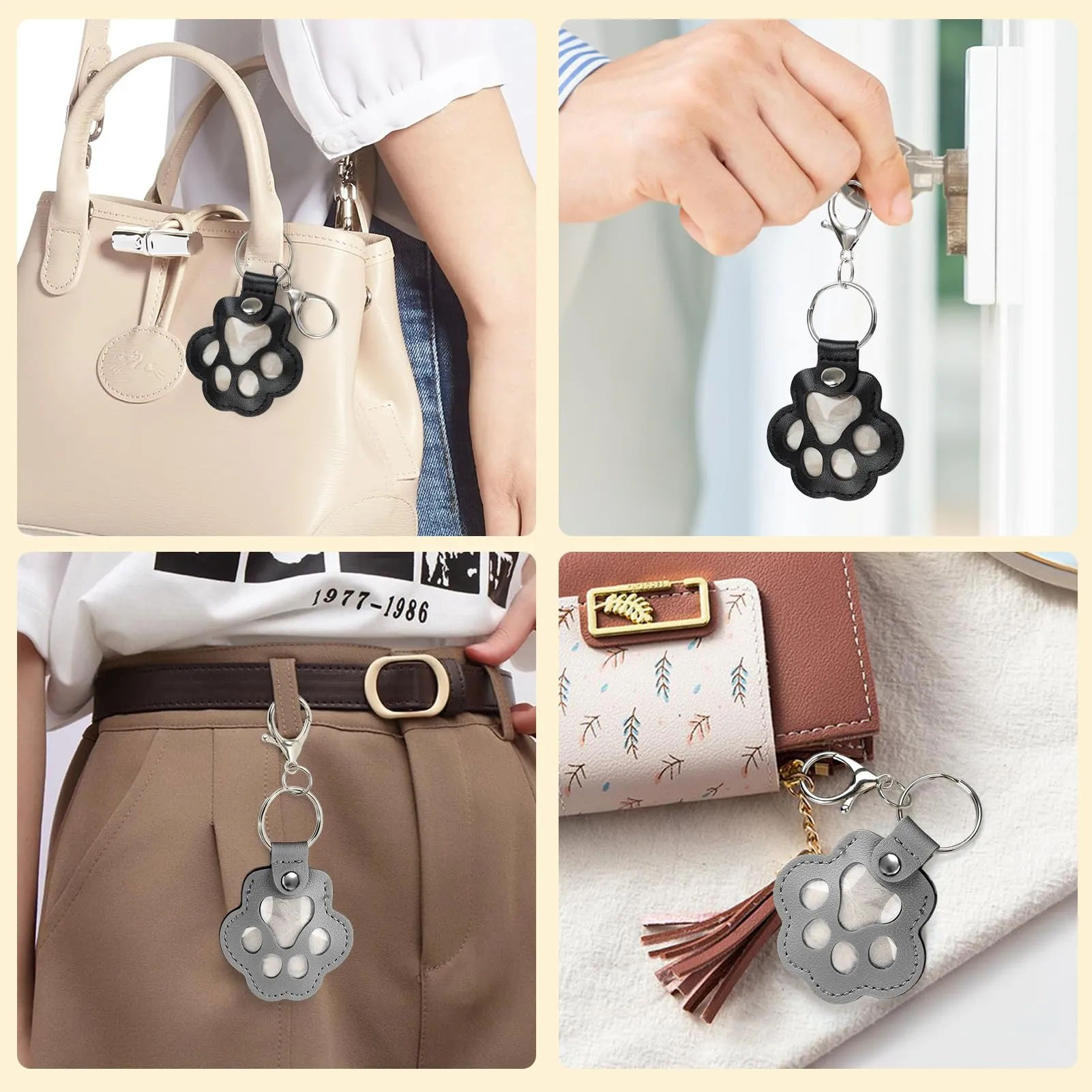 Kiiwah Portachiavi a Forma di Zampa per Raccoglitore di Peli di Animali, 2 Pezzi (Nero + Grigio) - immagine 5