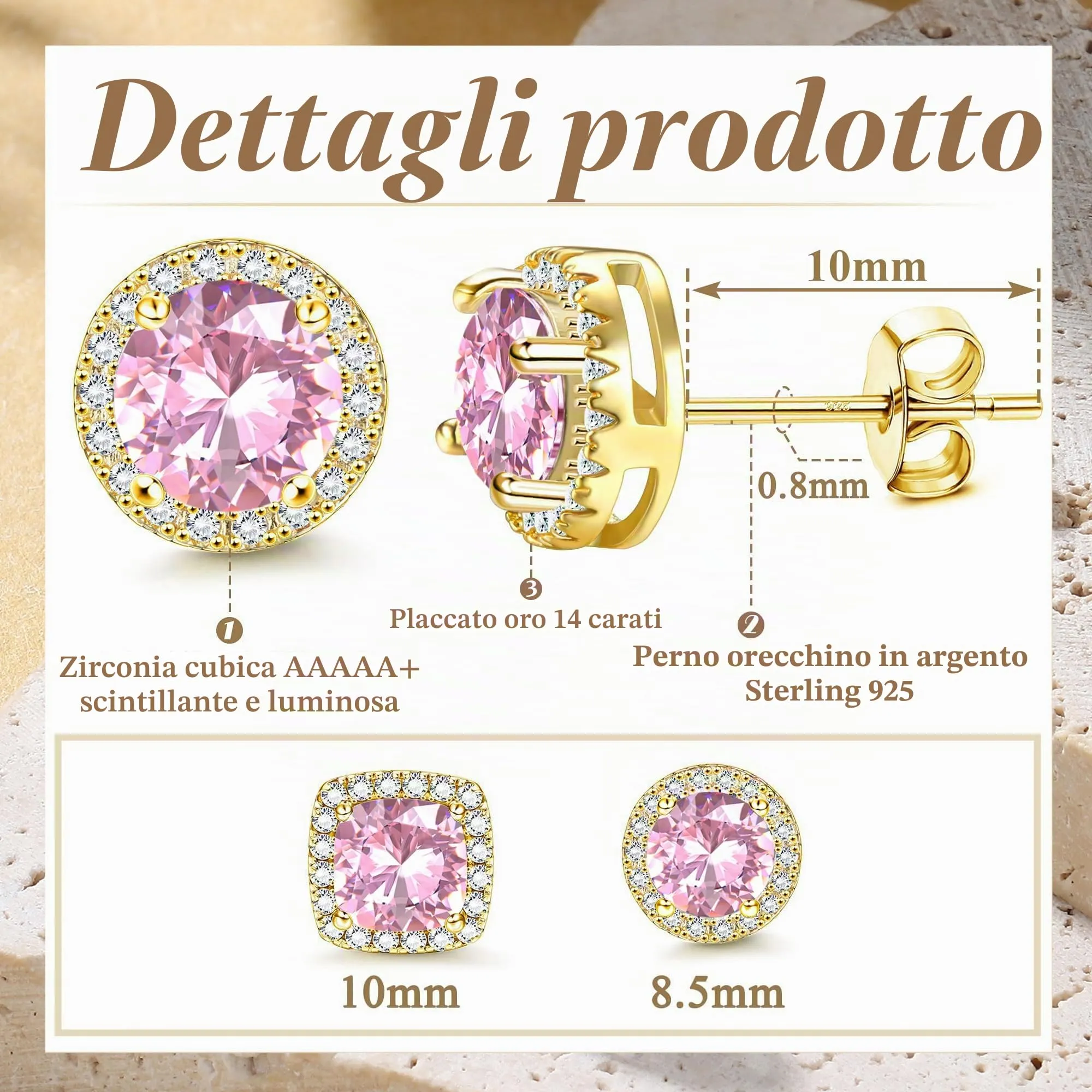 Dochais Orecchini Argento Sterling 925 con Zirconi Cubici per Uomo e Donna - immagine 4