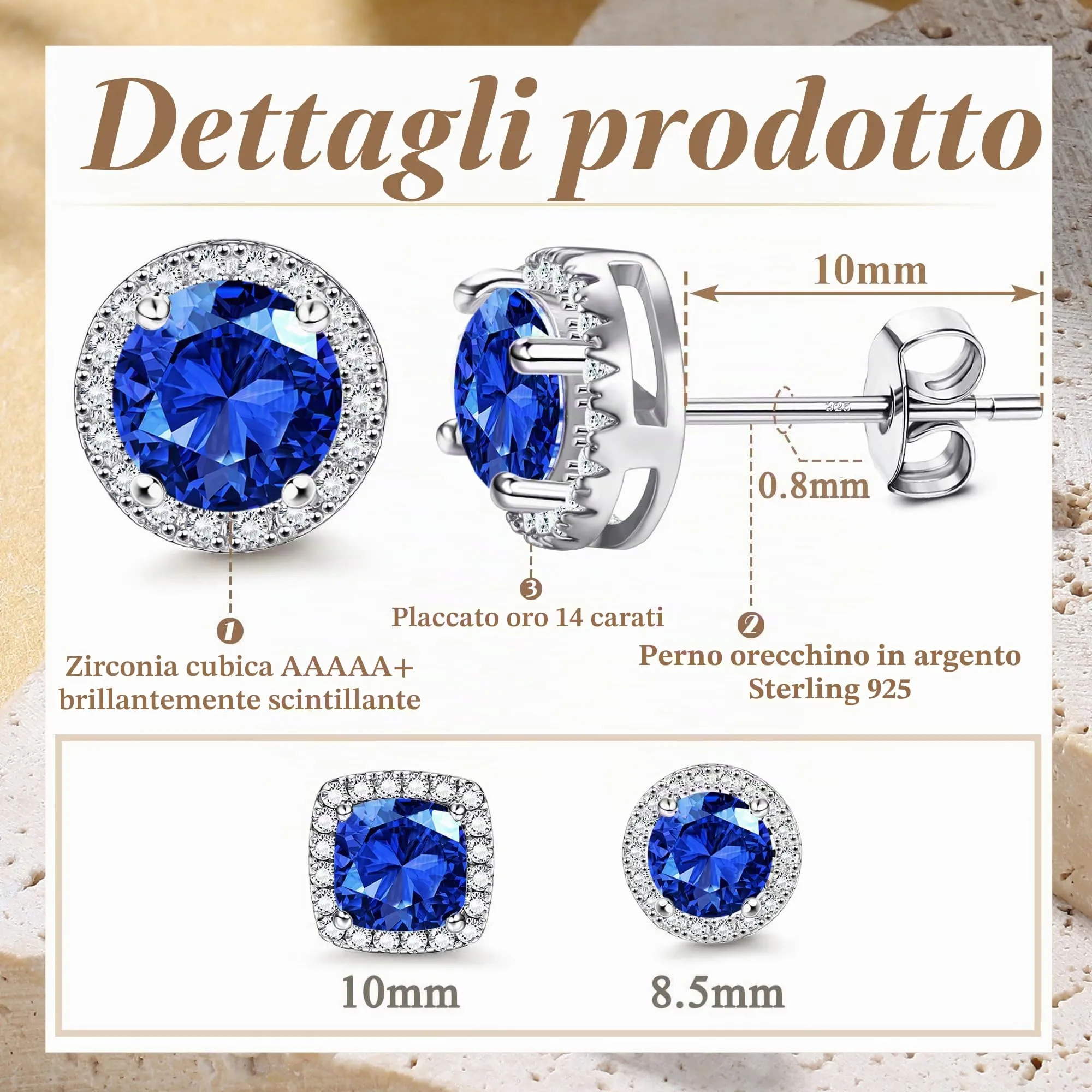 Dochais Orecchini in Argento Sterling 925 con Zirconi Cubici per Uomo e Donna - immagine 4