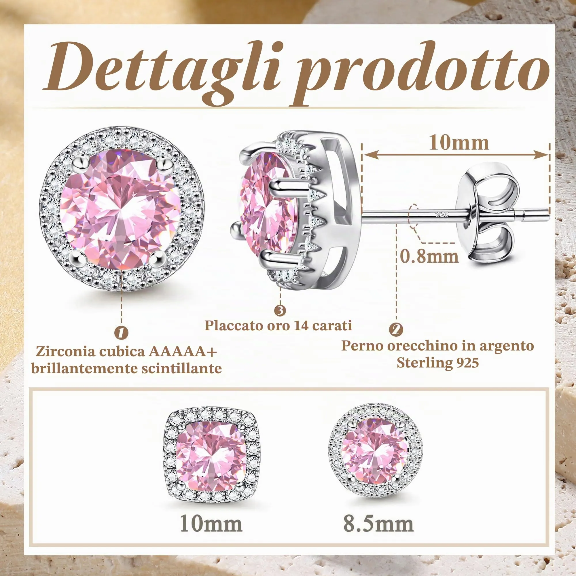 Dochais Orecchini Argento Sterling 925 con Zirconi Cubici per Uomo e Donna - immagine 4