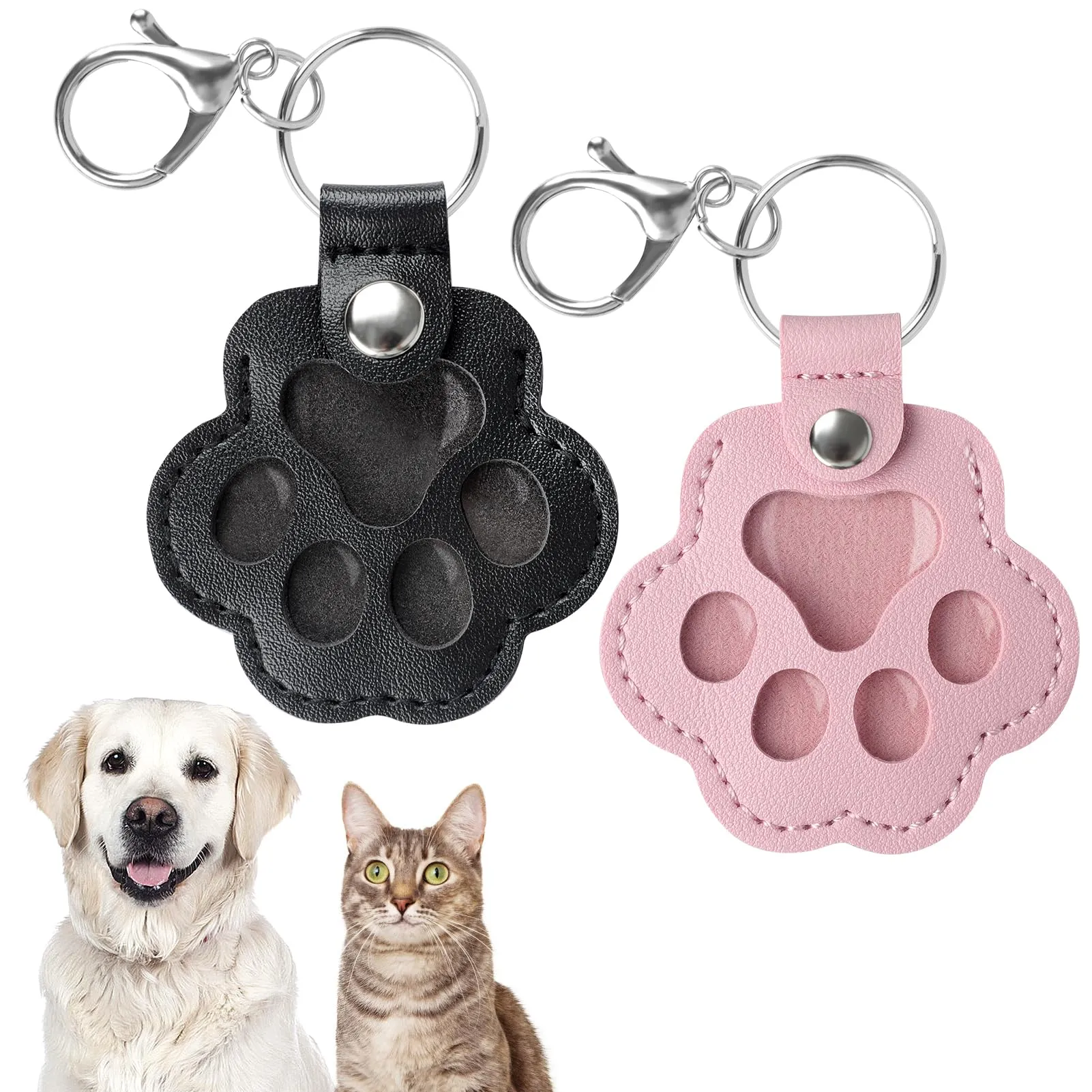 Kiiwah Raccoglitore di Peli per Cani e Gatti, Portachiavi a Forma di Zampa (Nero + Rosa) - immagine 1
