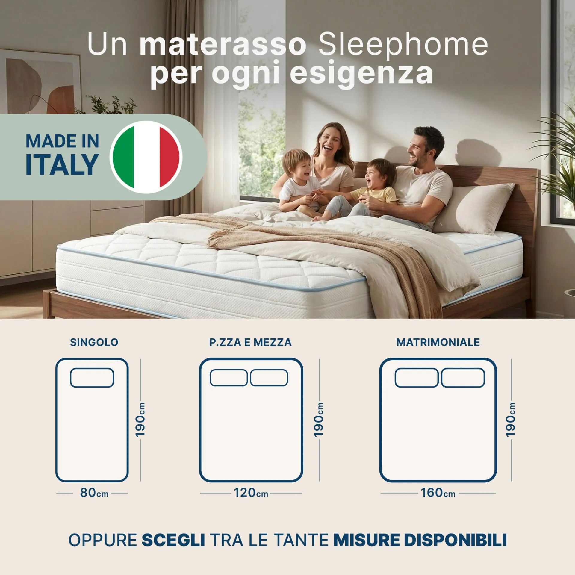 Sleephome Materasso Matrimoniale 180x190 h 20 cm Molle Insacchettate e Memory Lite Vaniglia - immagine 2
