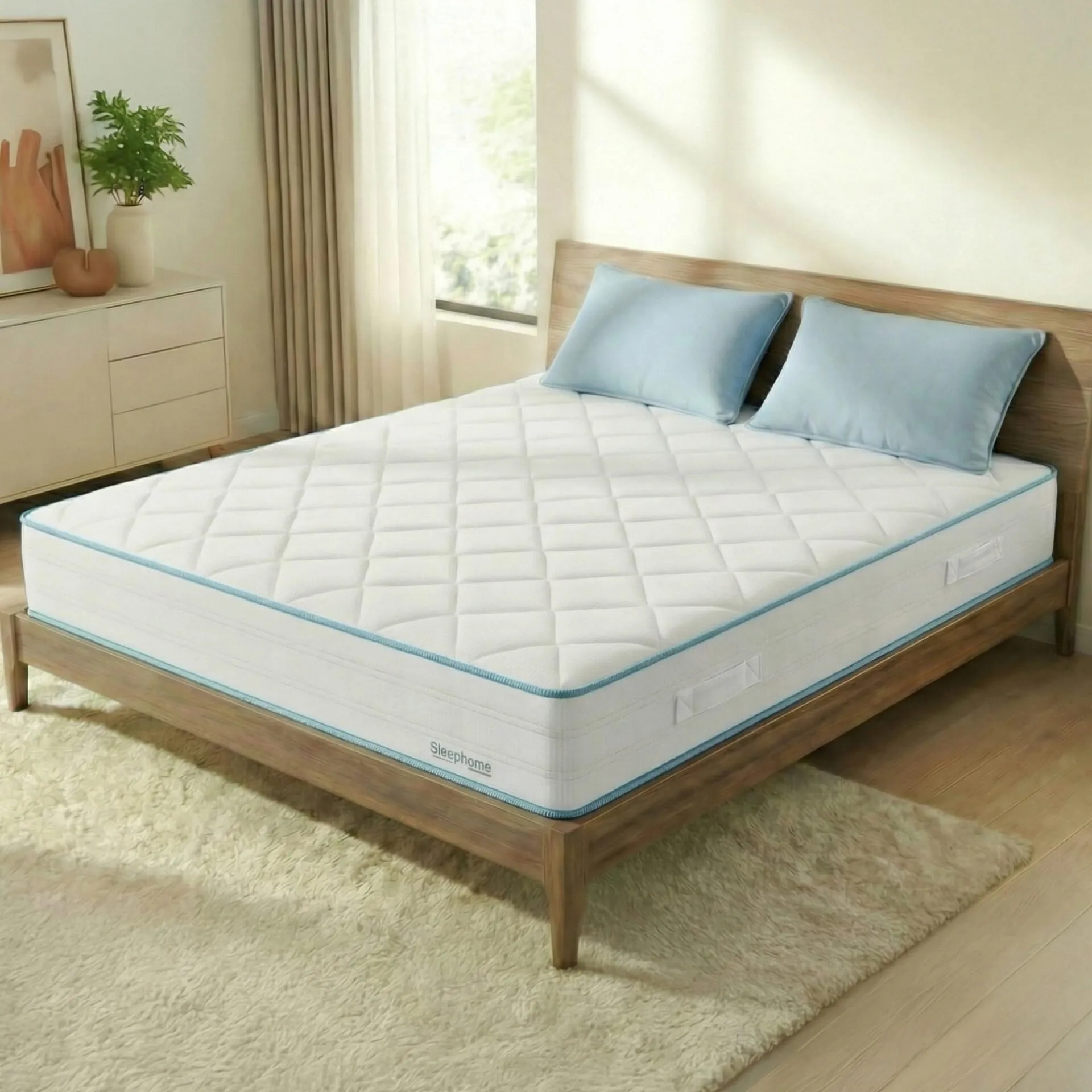 Sleephome Materasso Singolo 100x190 h 20 cm Molle Insacchettate e Memory Lite Vaniglia - immagine 1
