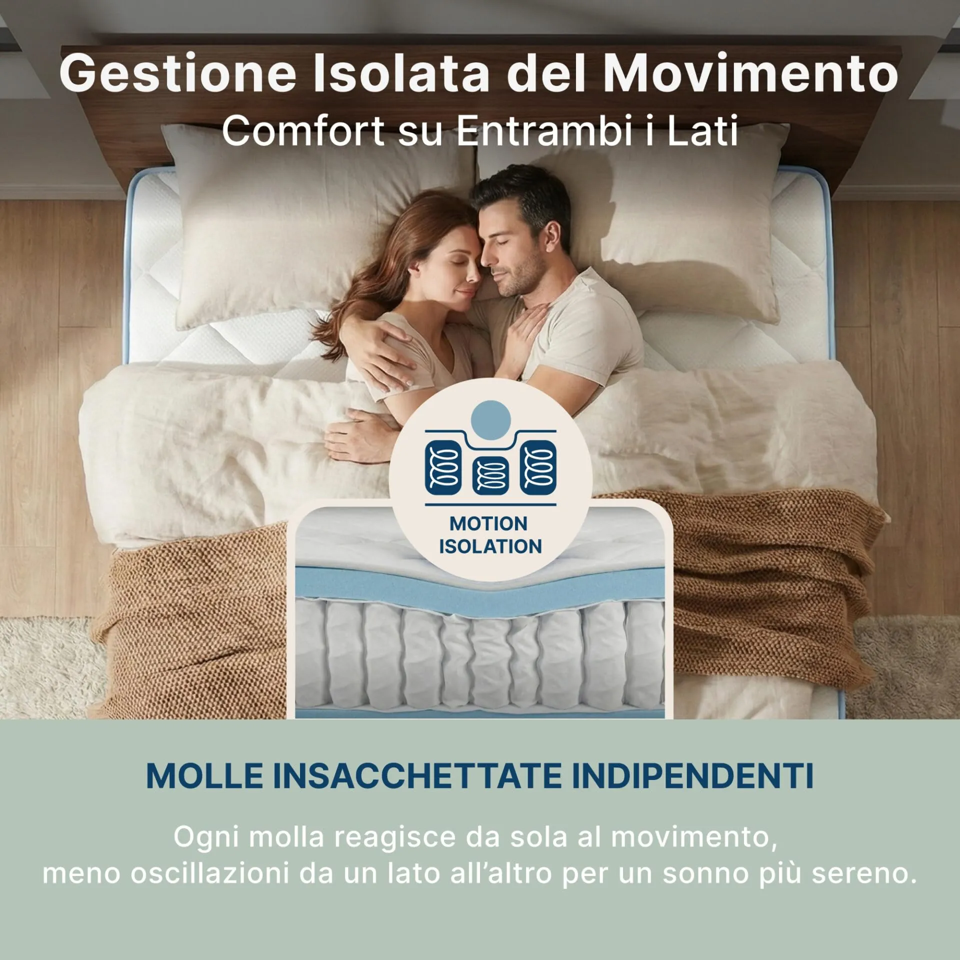 Sleephome Materasso Singolo 100x190 h 20 cm Molle Insacchettate e Memory Lite Vaniglia - immagine 4