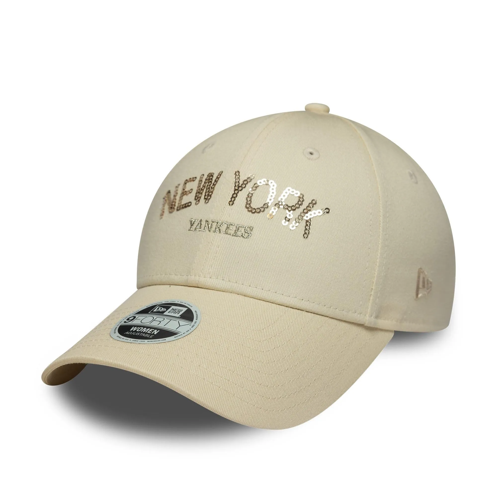 New Era New York Yankees MLB Sequin Wordmark 9Forty Women's Cap - Beige - immagine 1