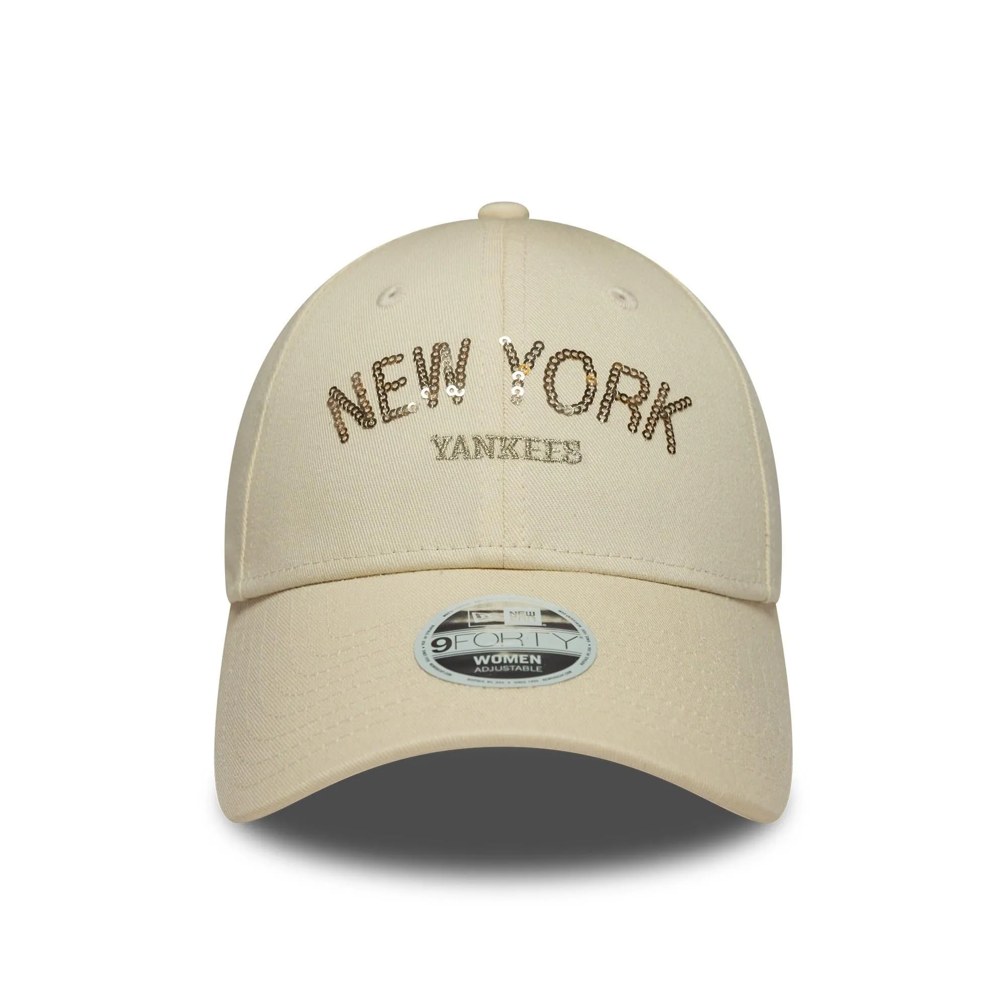 New Era New York Yankees MLB Sequin Wordmark 9Forty Women's Cap - Beige - immagine 2