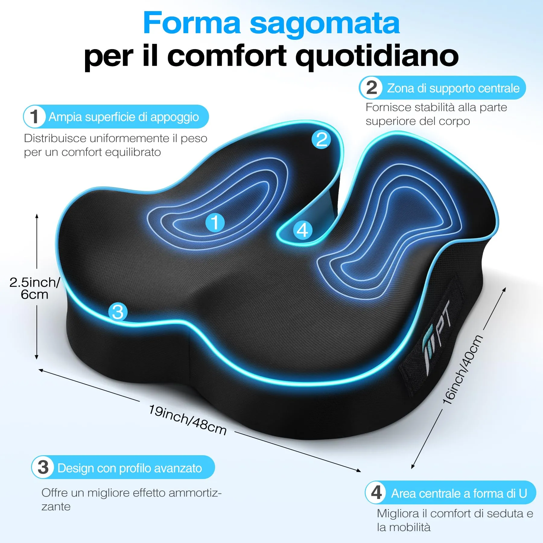 POOTACK Cuscino Sedia Ufficio in Memory Foam - immagine 5