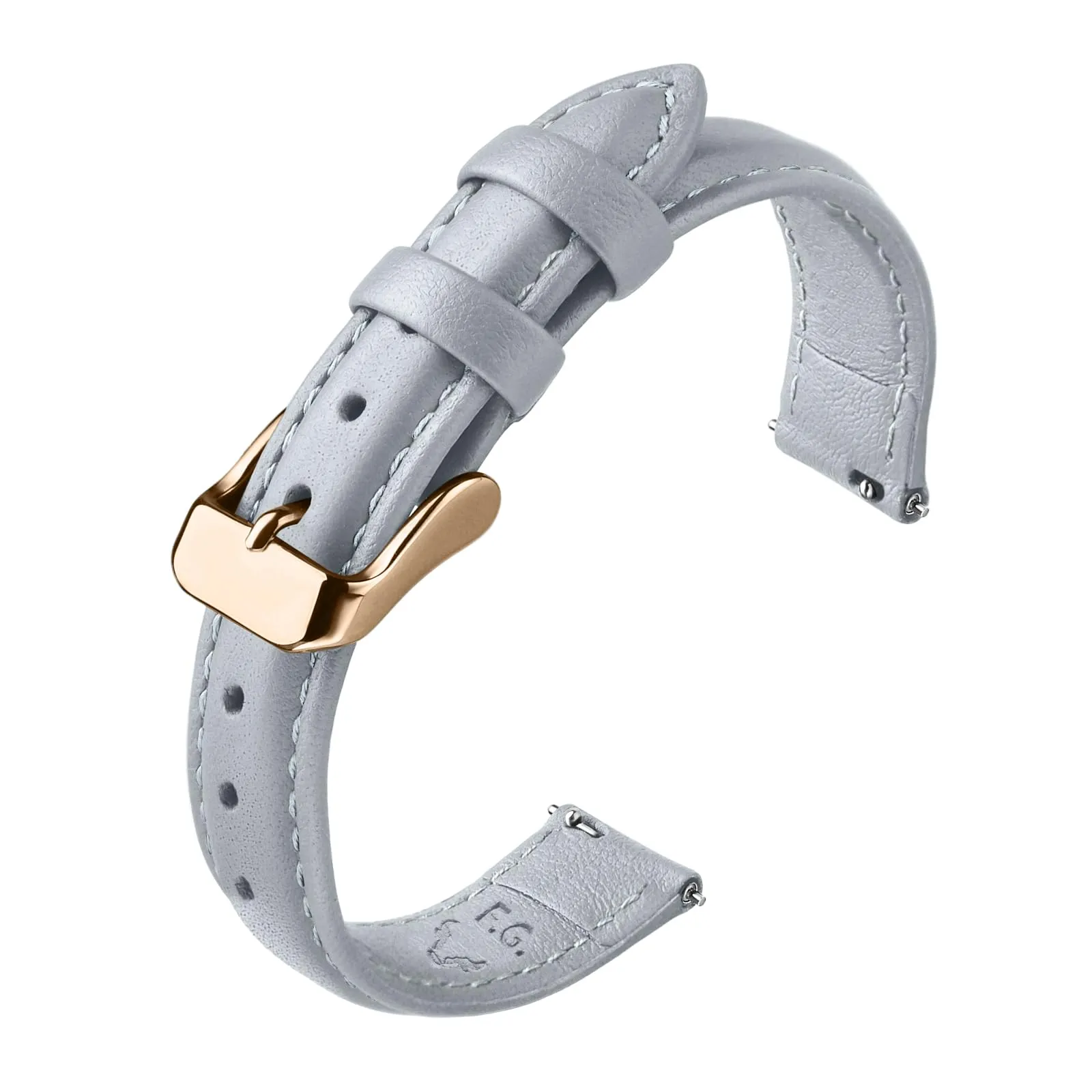 Fullmosa Cinturino per Orologio 16mm in Pelle a Sgancio Rapido - Grigio Chiaro e Oro Rosa - immagine 1