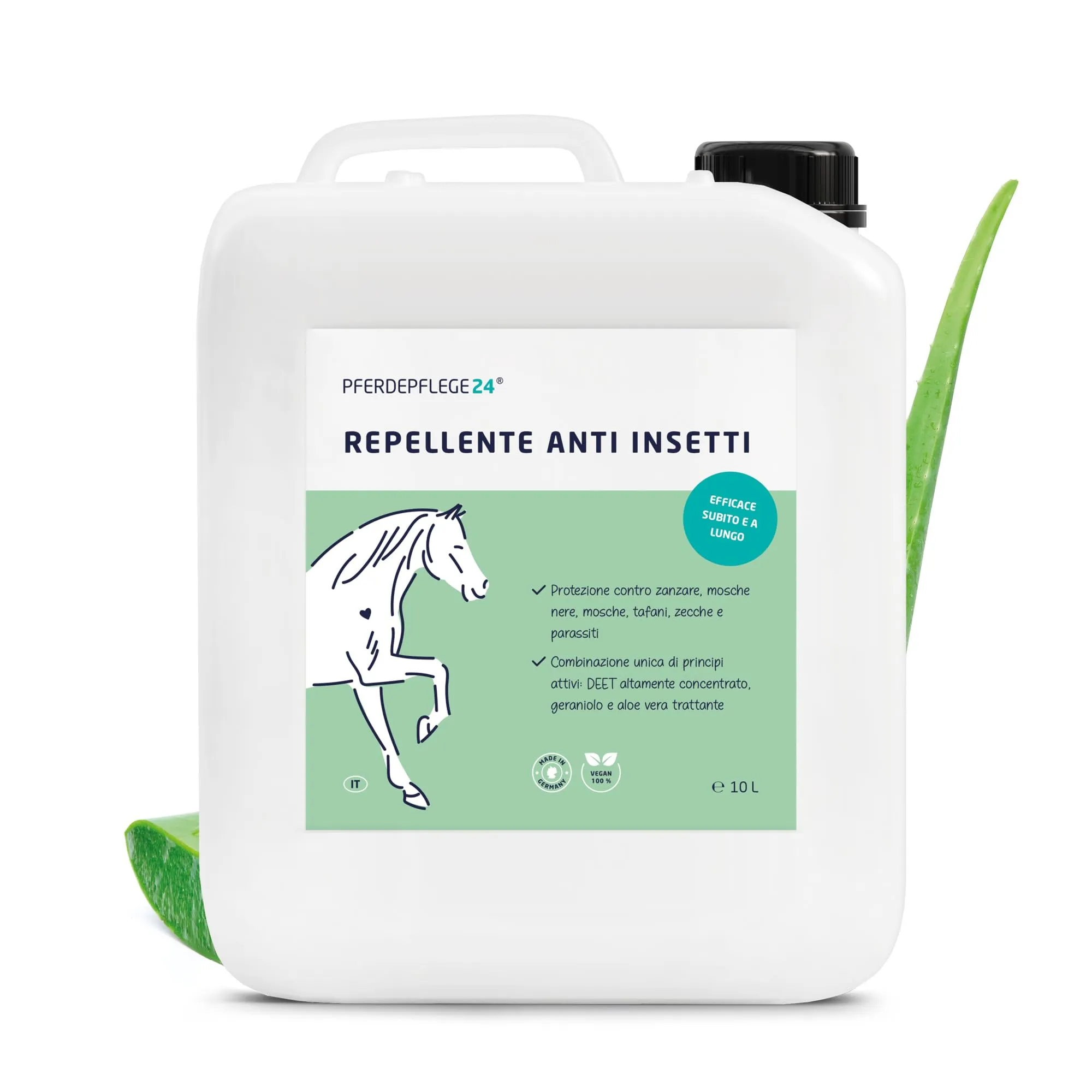 PFERDEPFLEGE24 Repellente Insetti Cavallo Spray con Aloe Vera, 10l - immagine 1