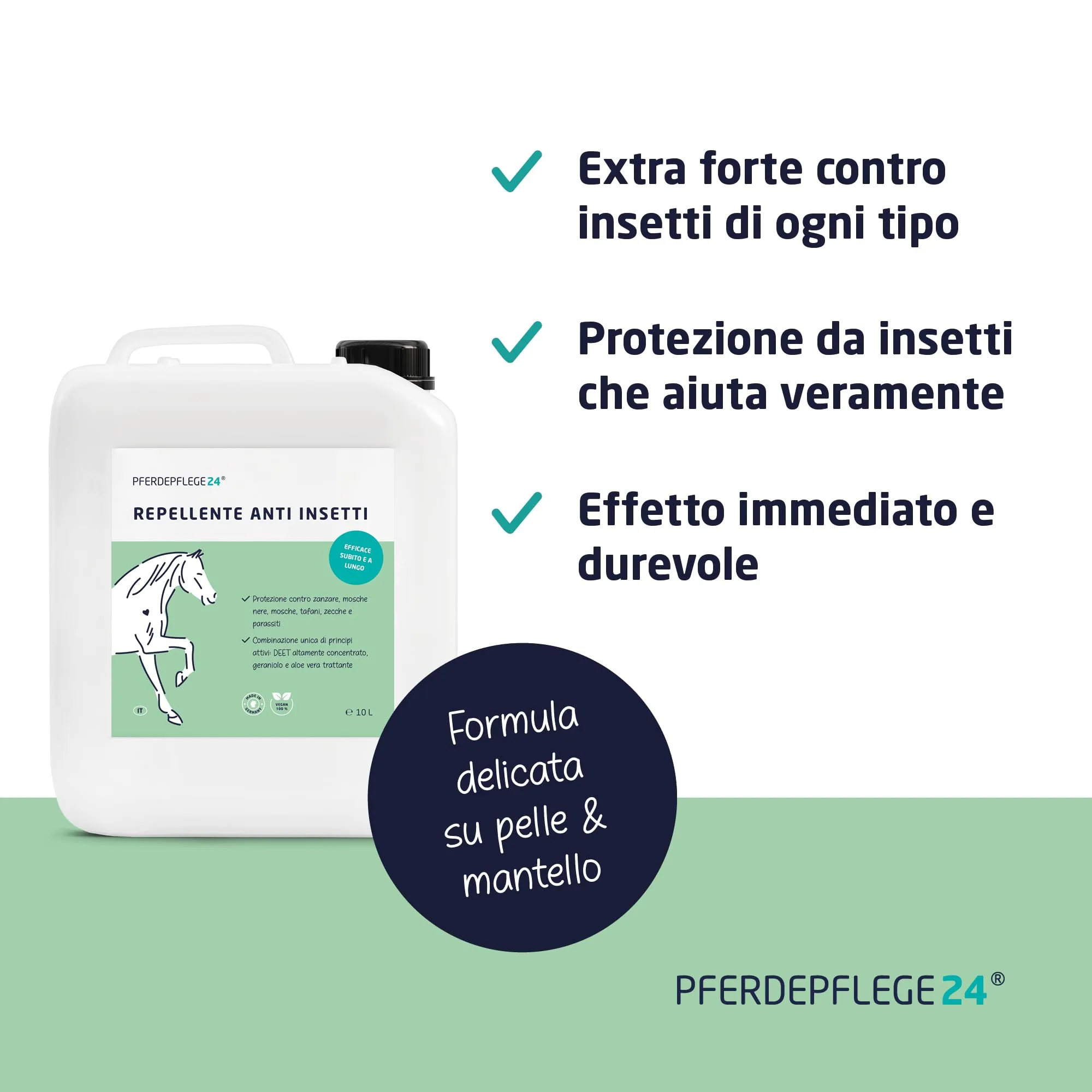 PFERDEPFLEGE24 Repellente Insetti Cavallo Spray con Aloe Vera, 10l - immagine 2