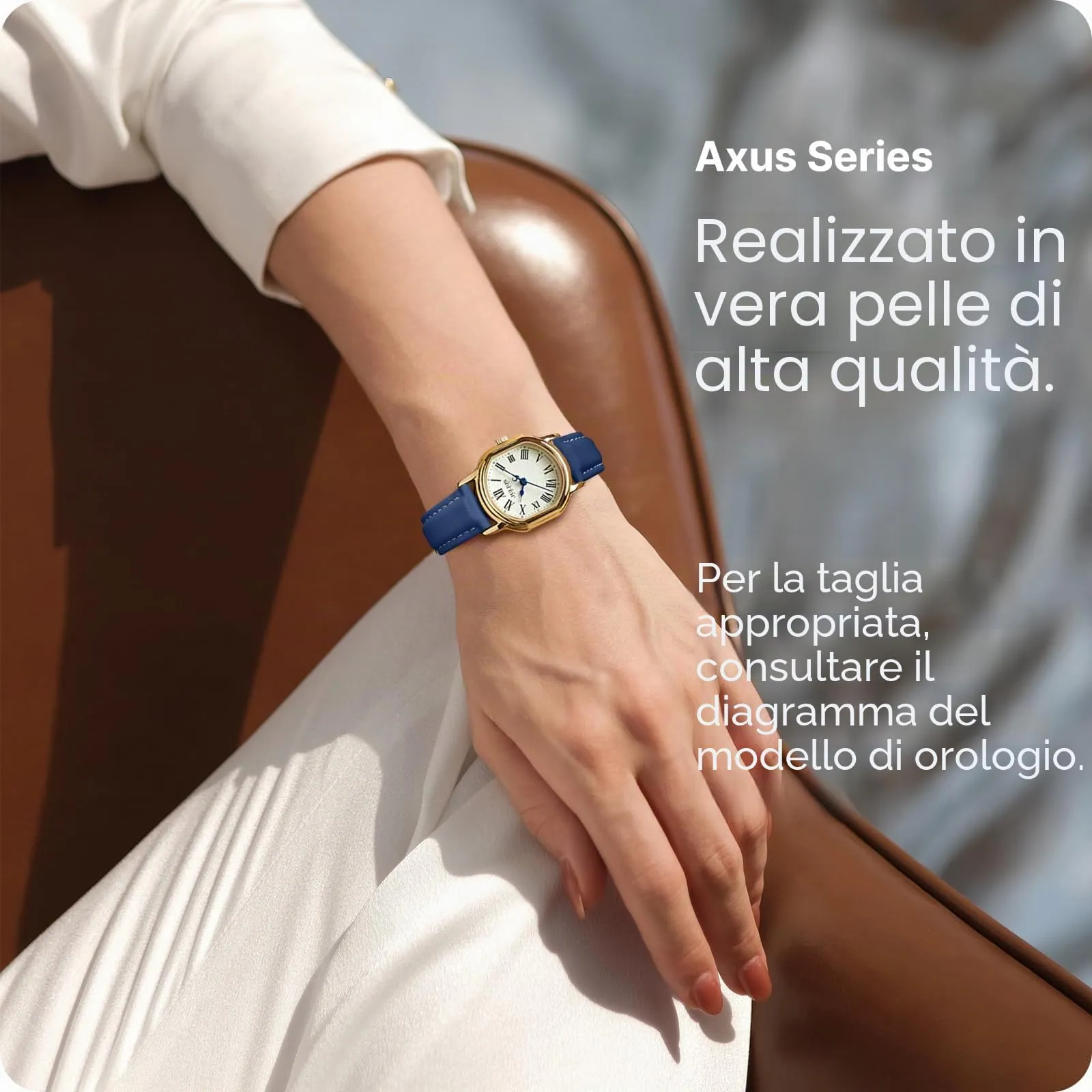 Fullmosa Cinturino per Orologio 18mm in Vera Pelle a Sgancio Rapido, Blu Scuro con Fibbia Oro - immagine 3