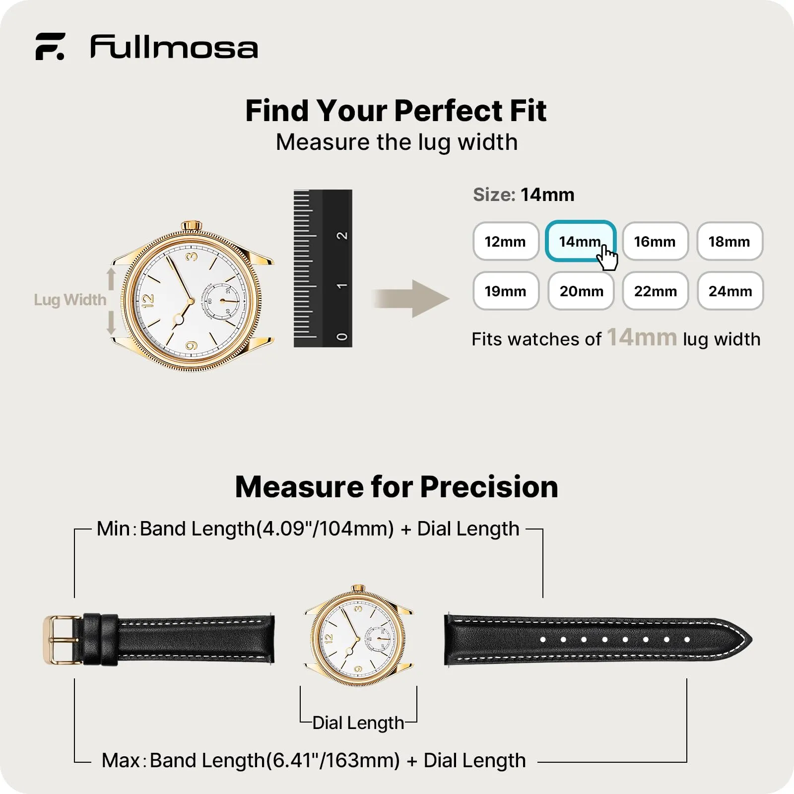Fullmosa Cinturino in Pelle 14mm a Sgancio Rapido per Garmin Lily 2 / Lily 2 Active - Nero con Fibbia Oro Rosa - immagine 5