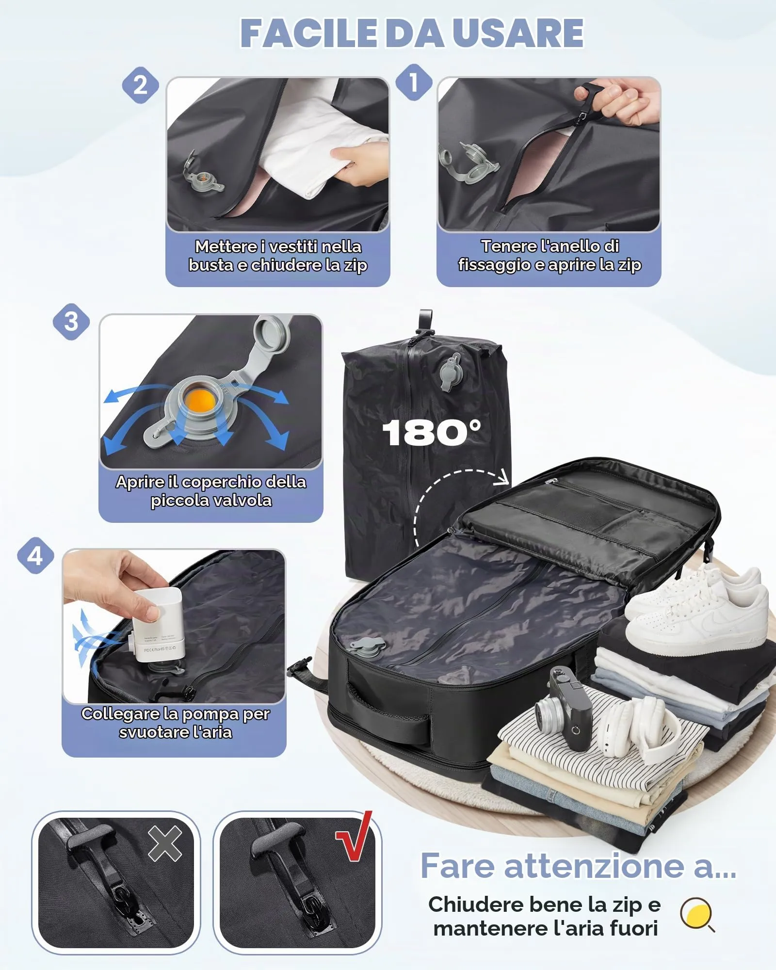 SZLX Zaino da Viaggio Sottovuoto con Pompa 40x30x20 Ryanair Wizzair Bagaglio a Mano Impermeabile per Laptop 14 Pollici con Scomparto per Scarpe - immagine 6