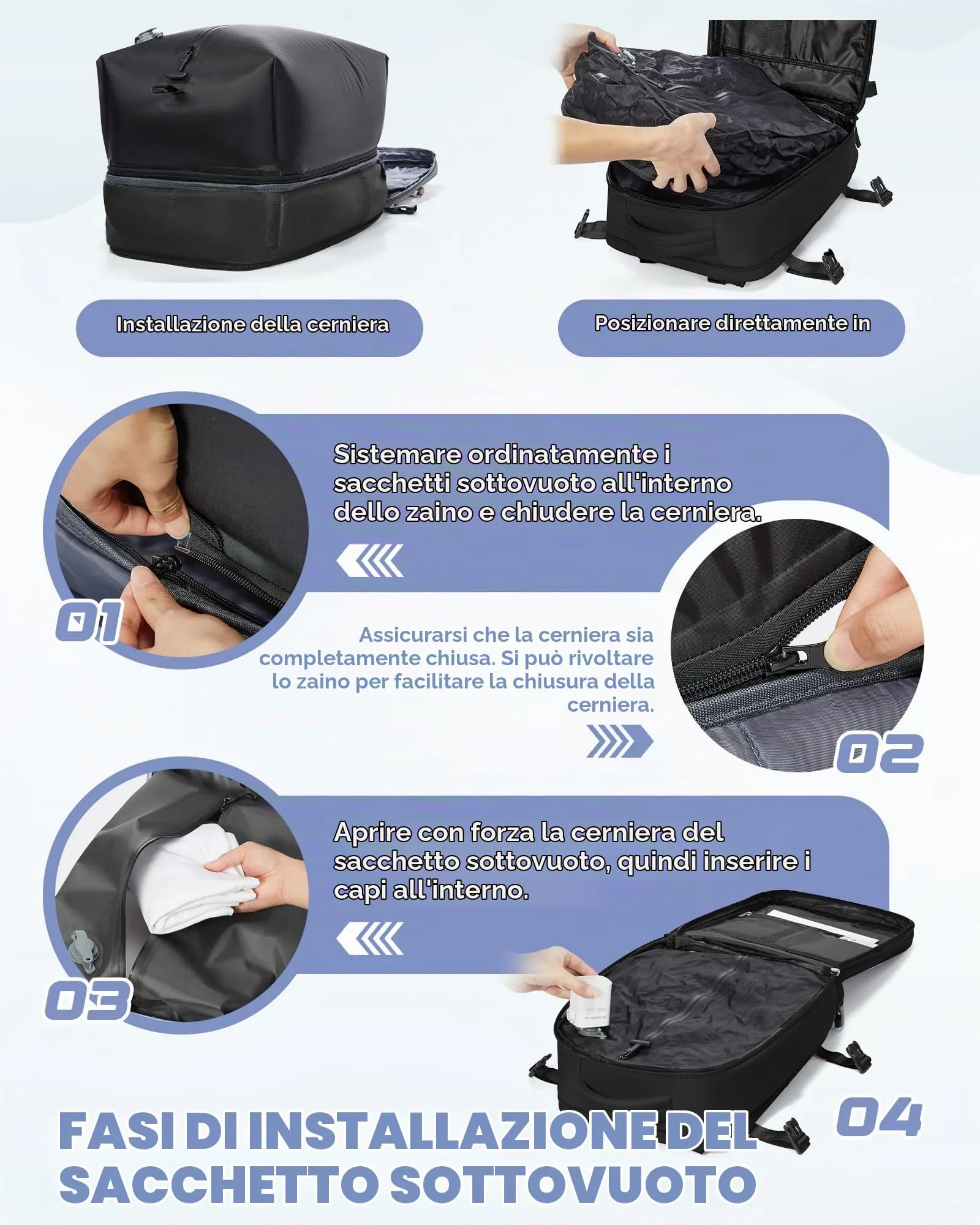 SZLX Zaino da Viaggio Sottovuoto con Pompa 40x30x20 Ryanair Wizzair Bagaglio a Mano Impermeabile per Laptop 14 Pollici con Scomparto per Scarpe - immagine 10