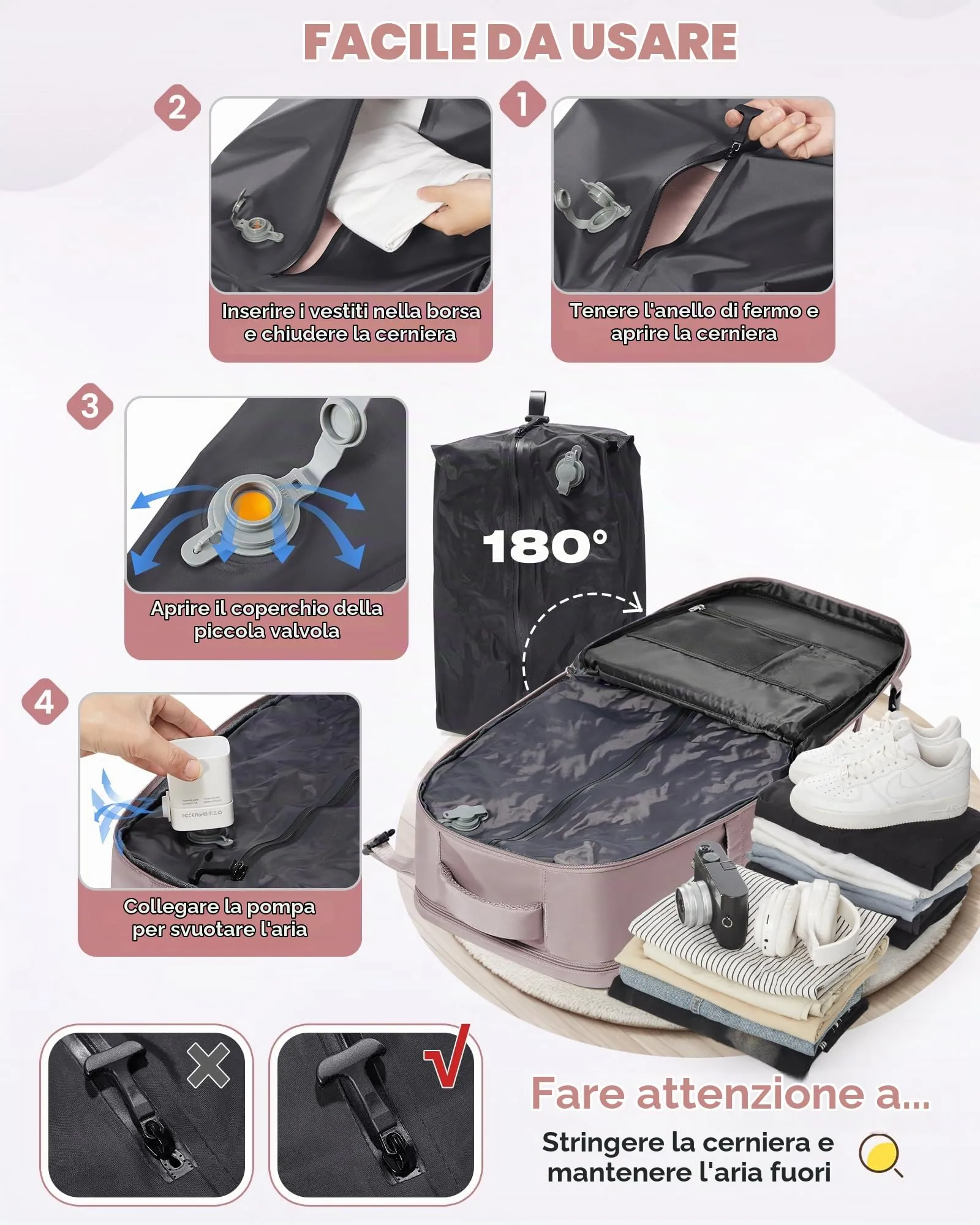 SZLX Zaino da Viaggio Sottovuoto con Pompa 40x30x20 Ryanair Wizzair Bagaglio a Mano Impermeabile con Scomparto Scarpe e Laptop 14 Pollici - immagine 6