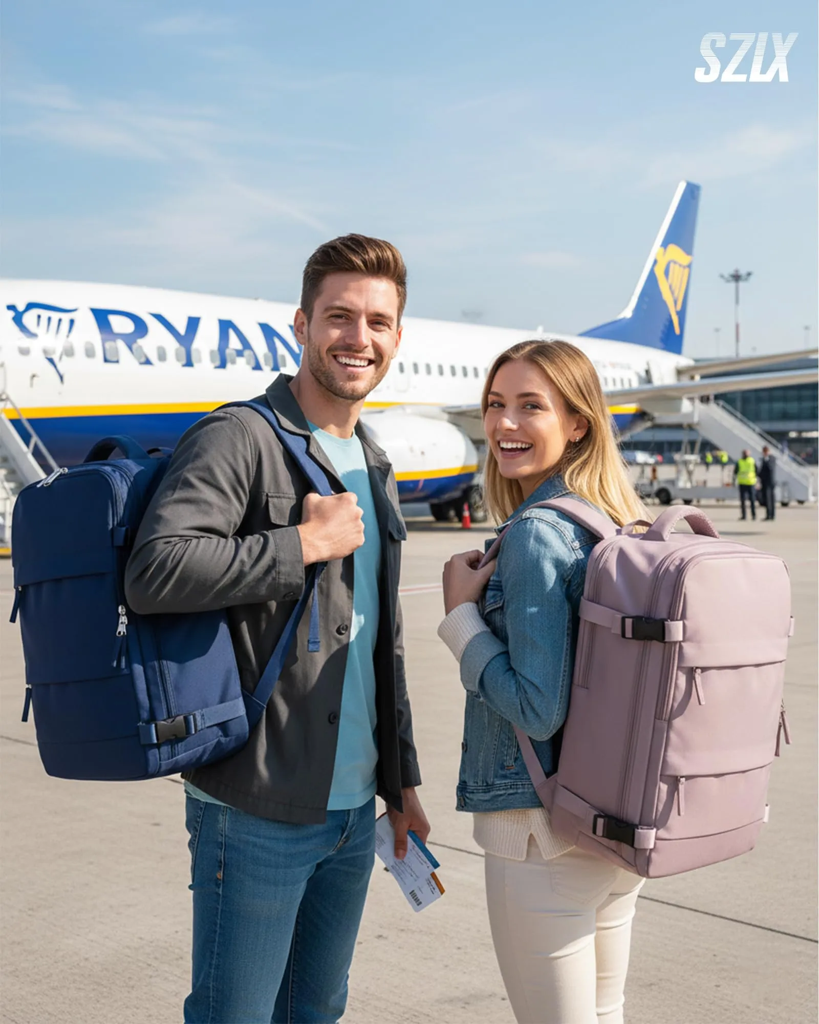 SZLX Zaino da Viaggio Sottovuoto con Pompa 40x30x20cm per Ryanair e Wizzair, Impermeabile con Scomparto Laptop 14 Pollici e Scomparto per Scarpe - immagine 2