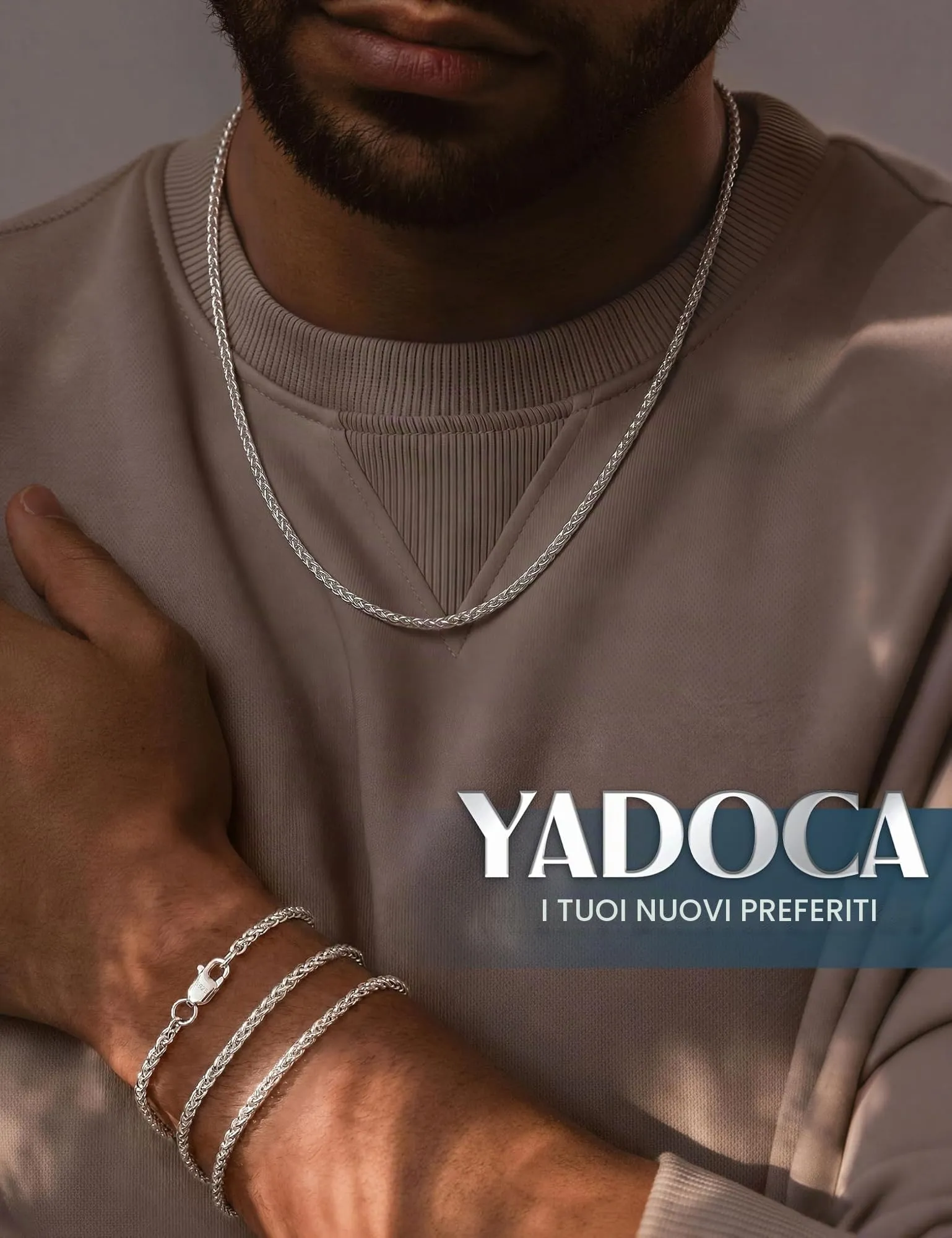 YADOCA Collana Uomo Argento 925 Catena Spiga 51cm - immagine 6