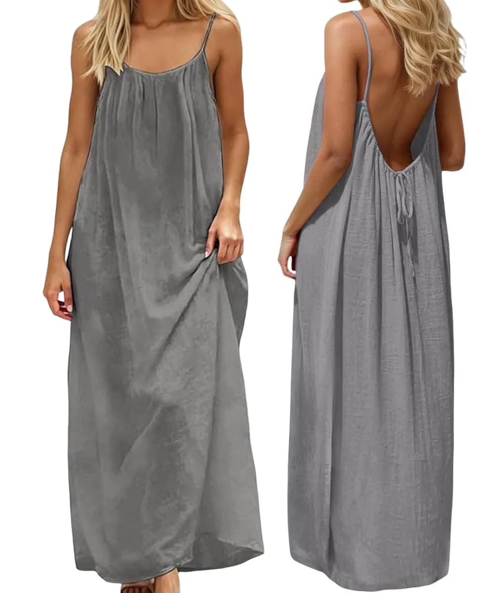 ABINGOO Vestito Estivo Lungo Donna Schiena Scoperta Maxi Abito Casual - immagine 1