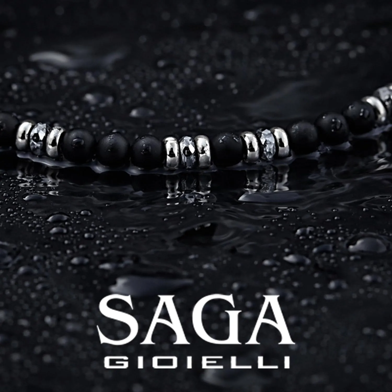 SAGA GIOIELLI Collana Uomo in Acciaio Inox e Onice Nero Opaco (50 cm + 5,5 cm) - immagine 4