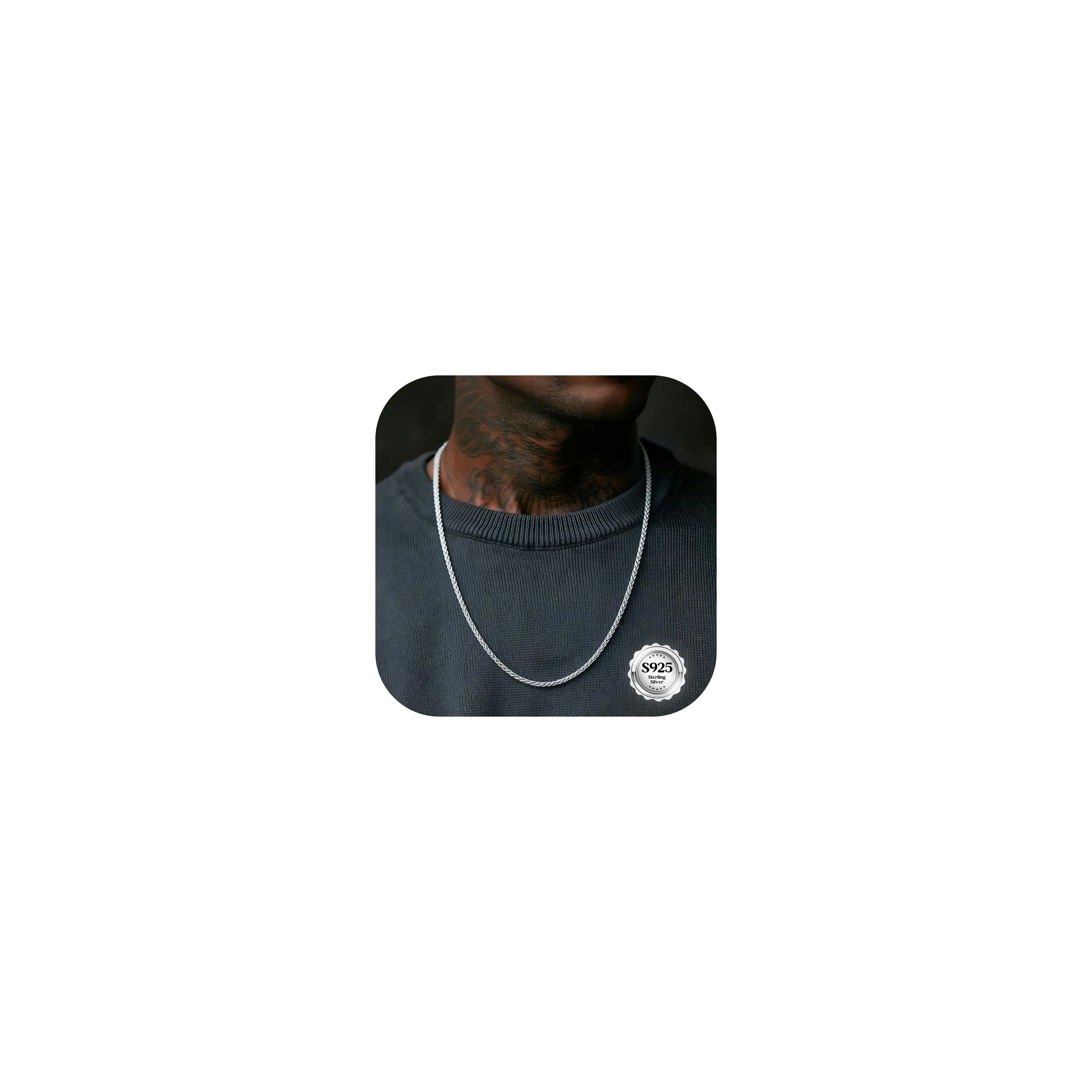 YADOCA Collana Uomo Argento 925 Catena Spiga 56cm - immagine 1