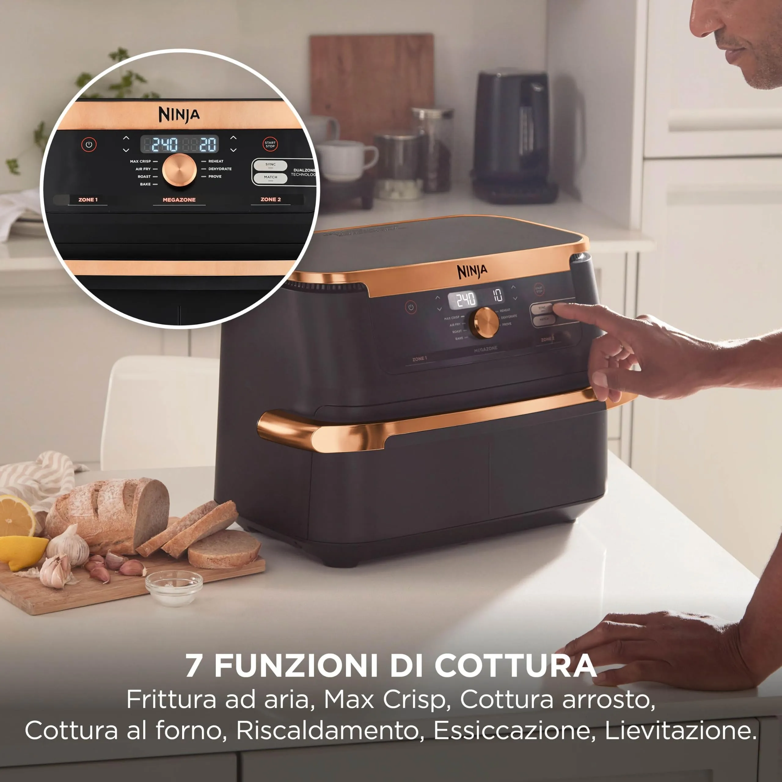 Ninja Foodi FlexDrawer Friggitrice ad Aria 10,4L Nero/Rame AF500EUCP - immagine 7