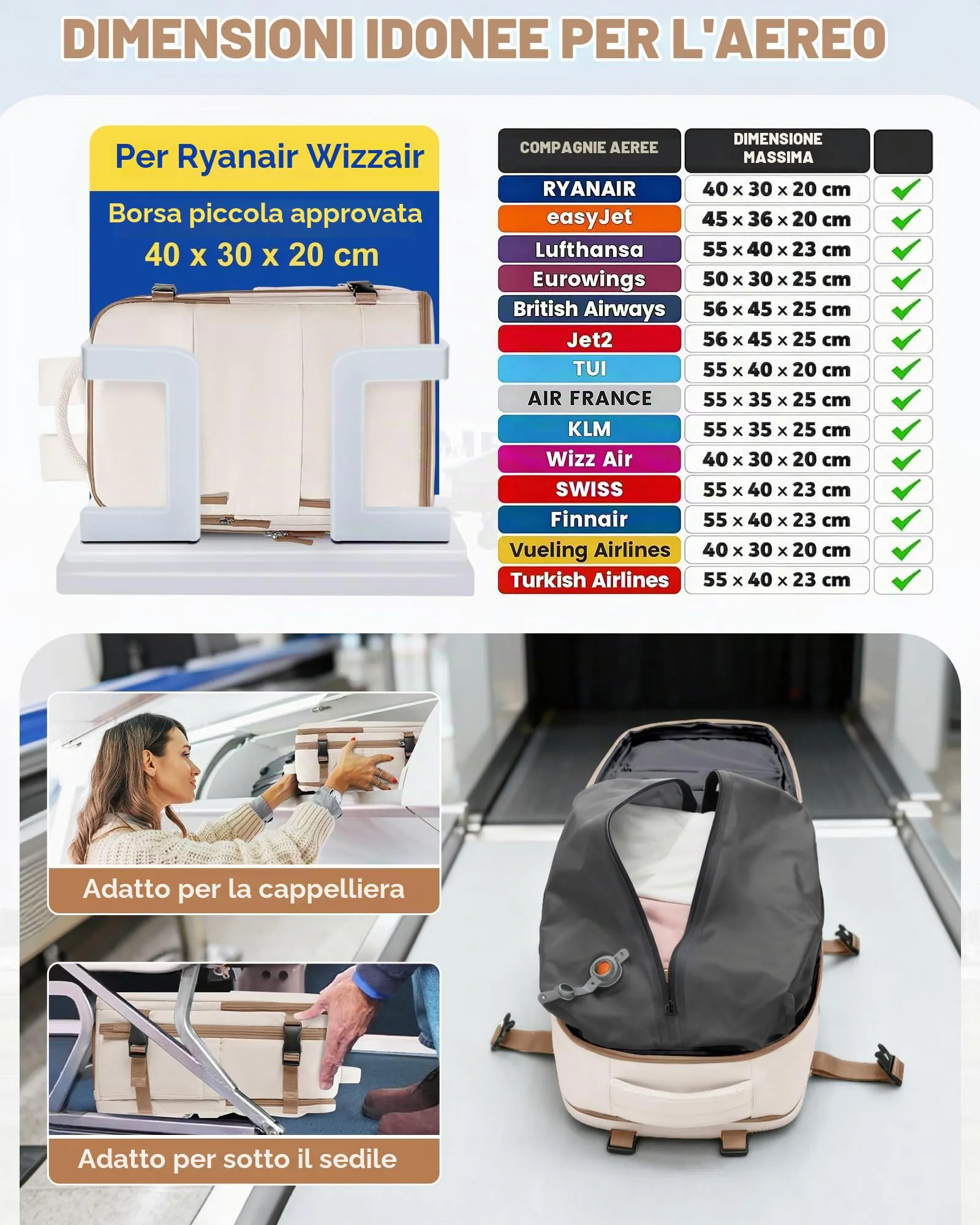 SZLX Zaino da Viaggio Sottovuoto con Pompa 40x30x20 Ryanair Wizzair Bagaglio a Mano Impermeabile per Laptop 14 Pollici con Scomparto per Scarpe - immagine 3