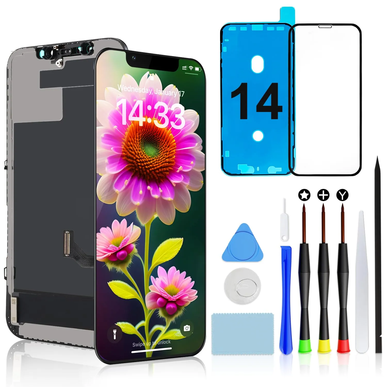 Brinonac iPhone 14 LCD Display Screen 6.1" FHD COF Digitizer Replacement Kit B1402 - immagine 1