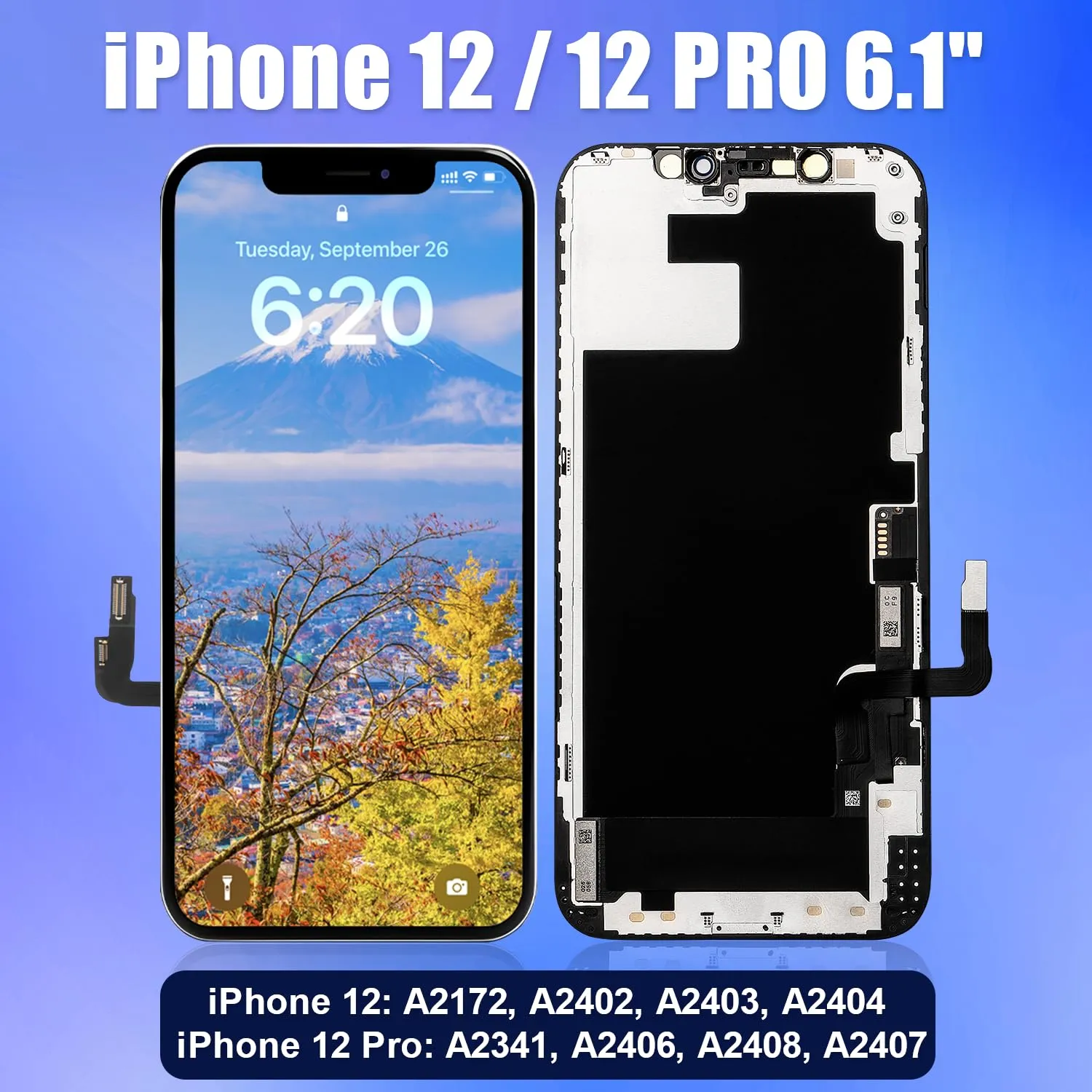 Brinonac Display LCD Sostituzione Digitizer per iPhone 12/12 Pro 6,1" FHD - Nero - immagine 2