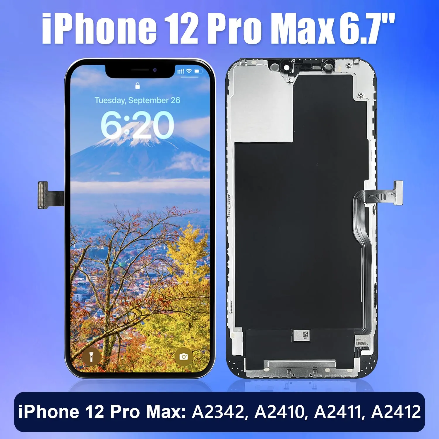 Brinonac Display LCD Digitizer per iPhone 12 Pro Max 6,7" FHD - Nero - immagine 2