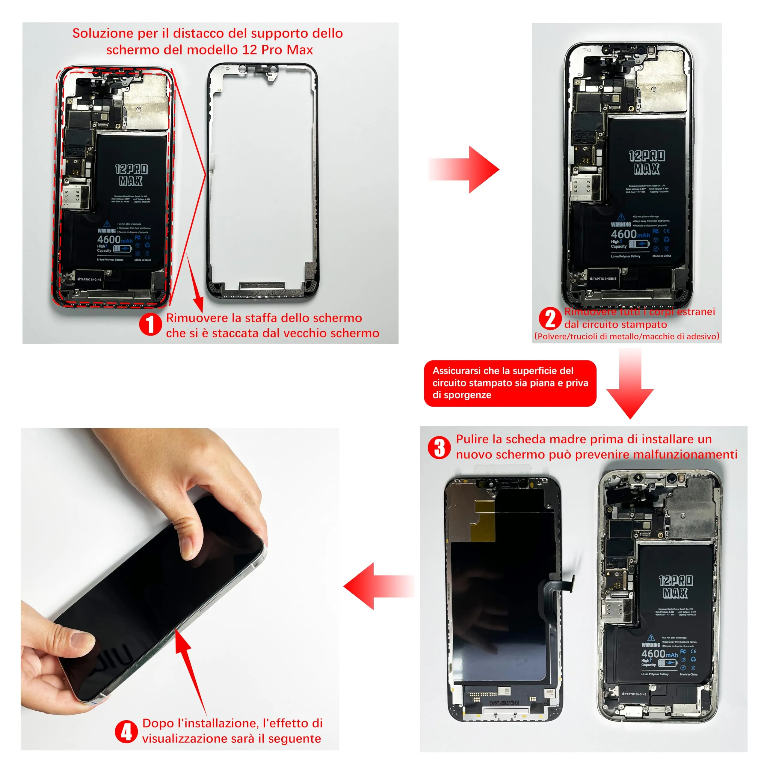 Brinonac Display LCD Digitizer per iPhone 12 Pro Max 6,7" FHD - Nero - immagine 9