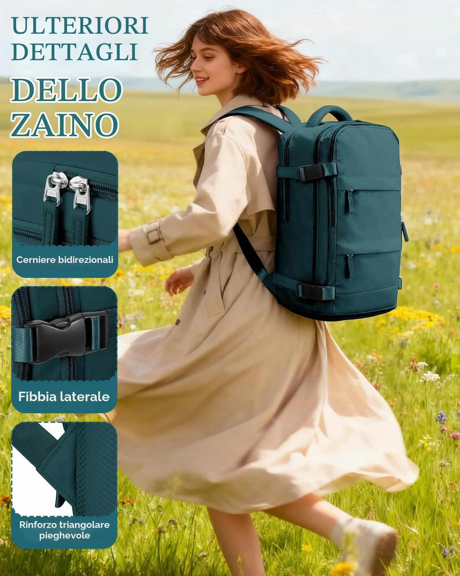 SZLX Zaino da Viaggio Sottovuoto con Pompa, Bagaglio a Mano 40x30x20 per Ryanair, Wizzair, Easyjet, con Scomparto Laptop 14 Pollici e Porta Scarpe - immagine 10