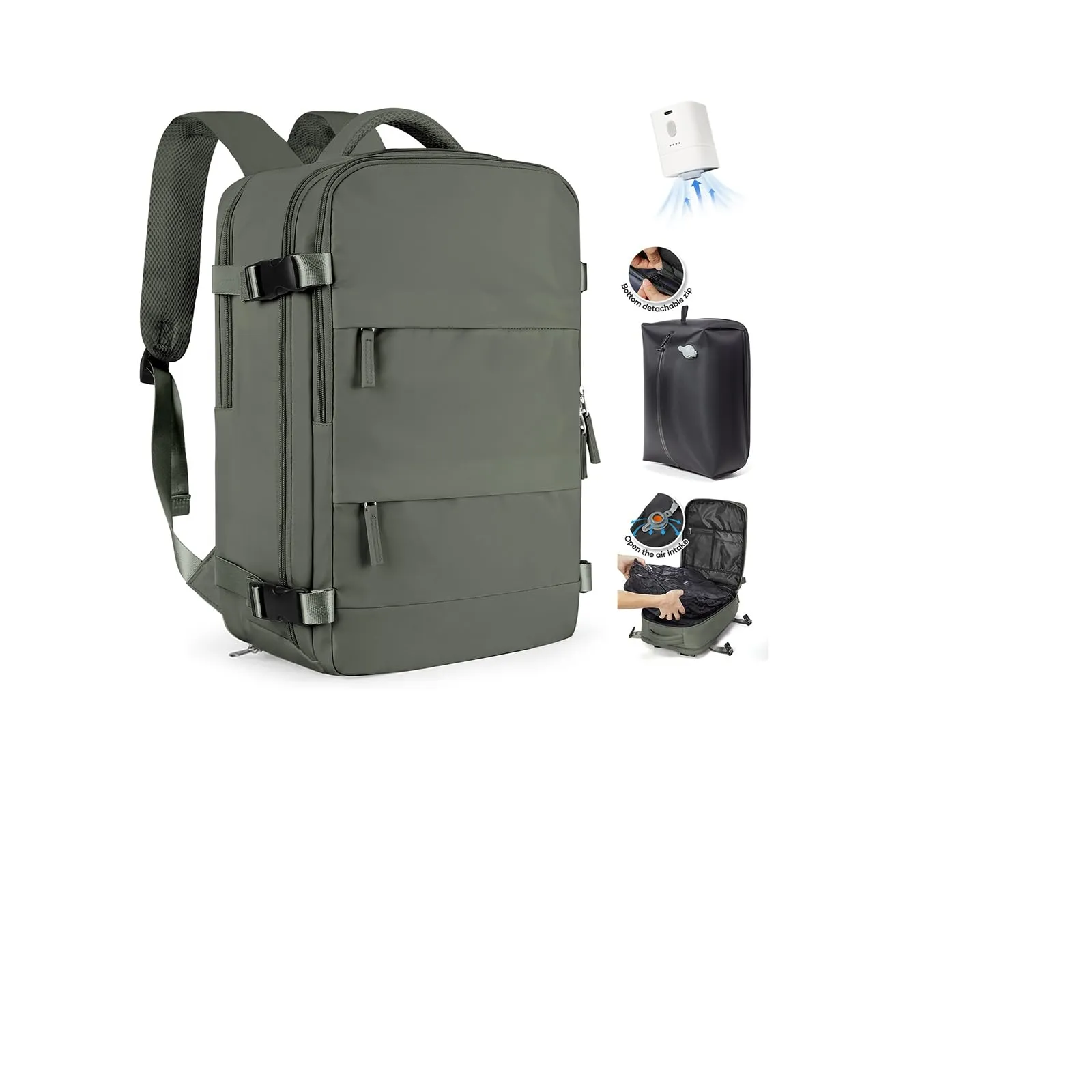 SZLX Zaino da Viaggio Sottovuoto con Pompa 40x30x20cm per Ryanair Wizzair, Impermeabile con Scomparto Scarpe e Laptop 14 Pollici - immagine 1