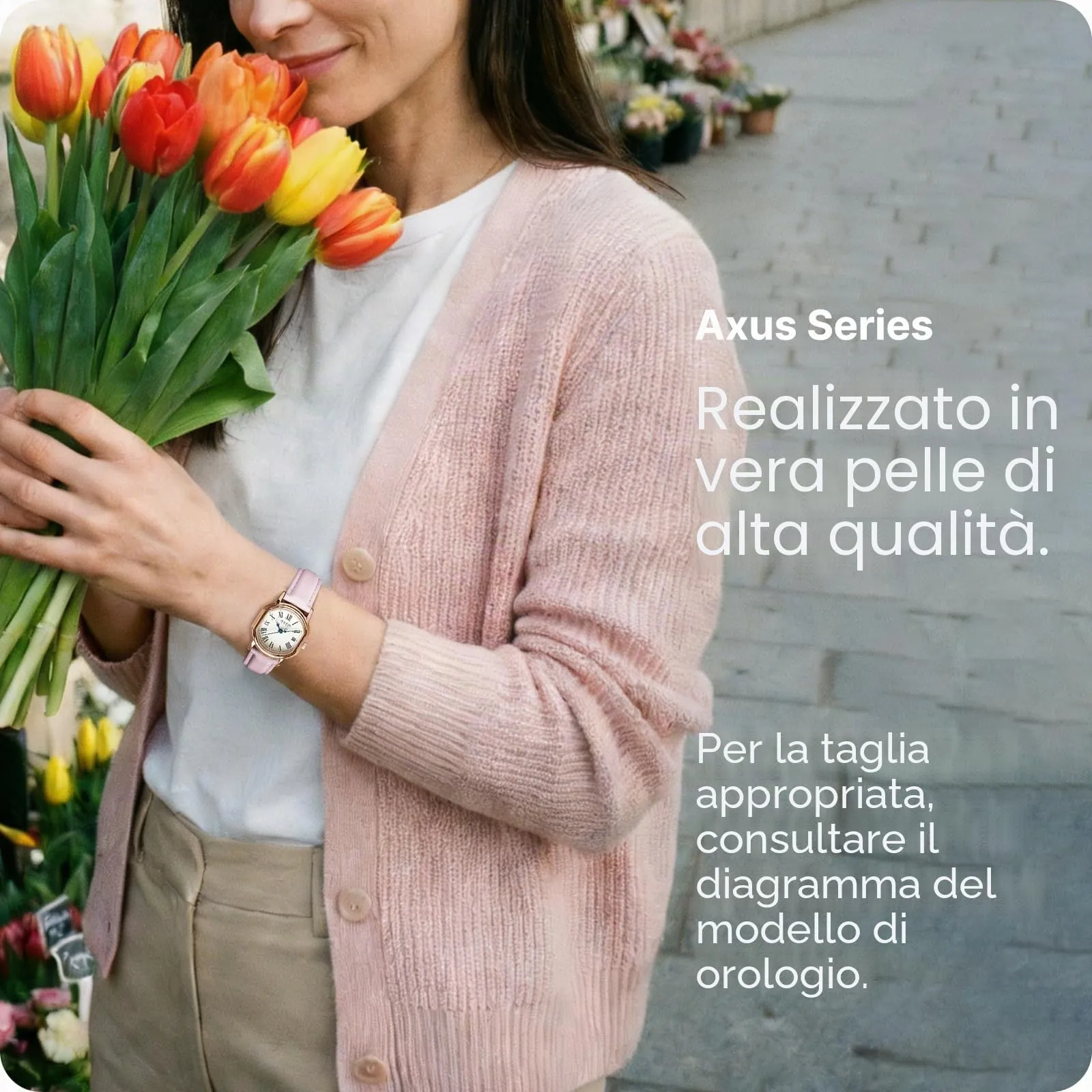 Fullmosa Cinturino per Orologio 18mm in Pelle a Sgancio Rapido Rosa Sabbia - immagine 3