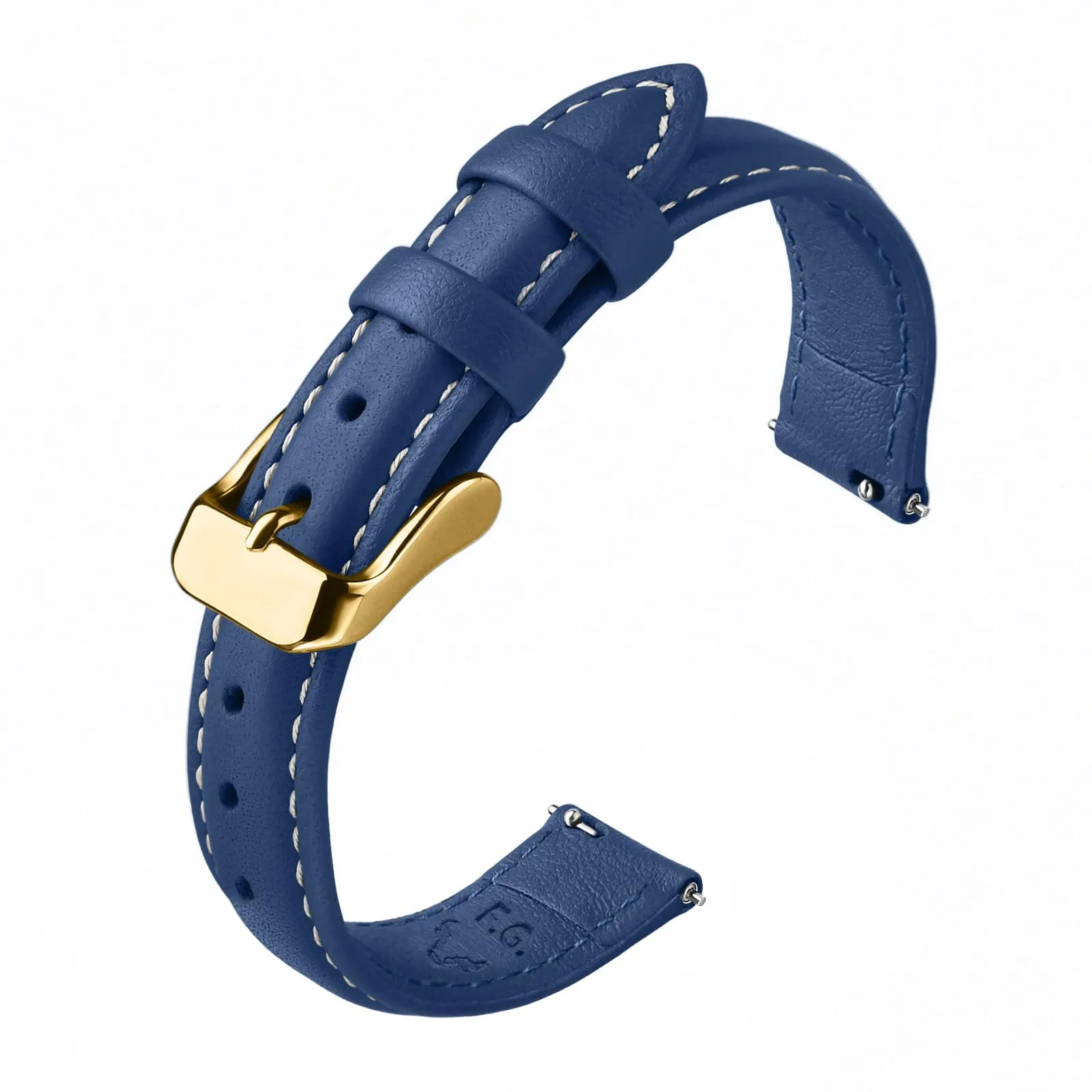 Fullmosa Cinturino in Pelle 14mm a Sgancio Rapido per Garmin Lily 2 / Lily 2 Active, Blu Scuro con Fibbia Oro - immagine 1