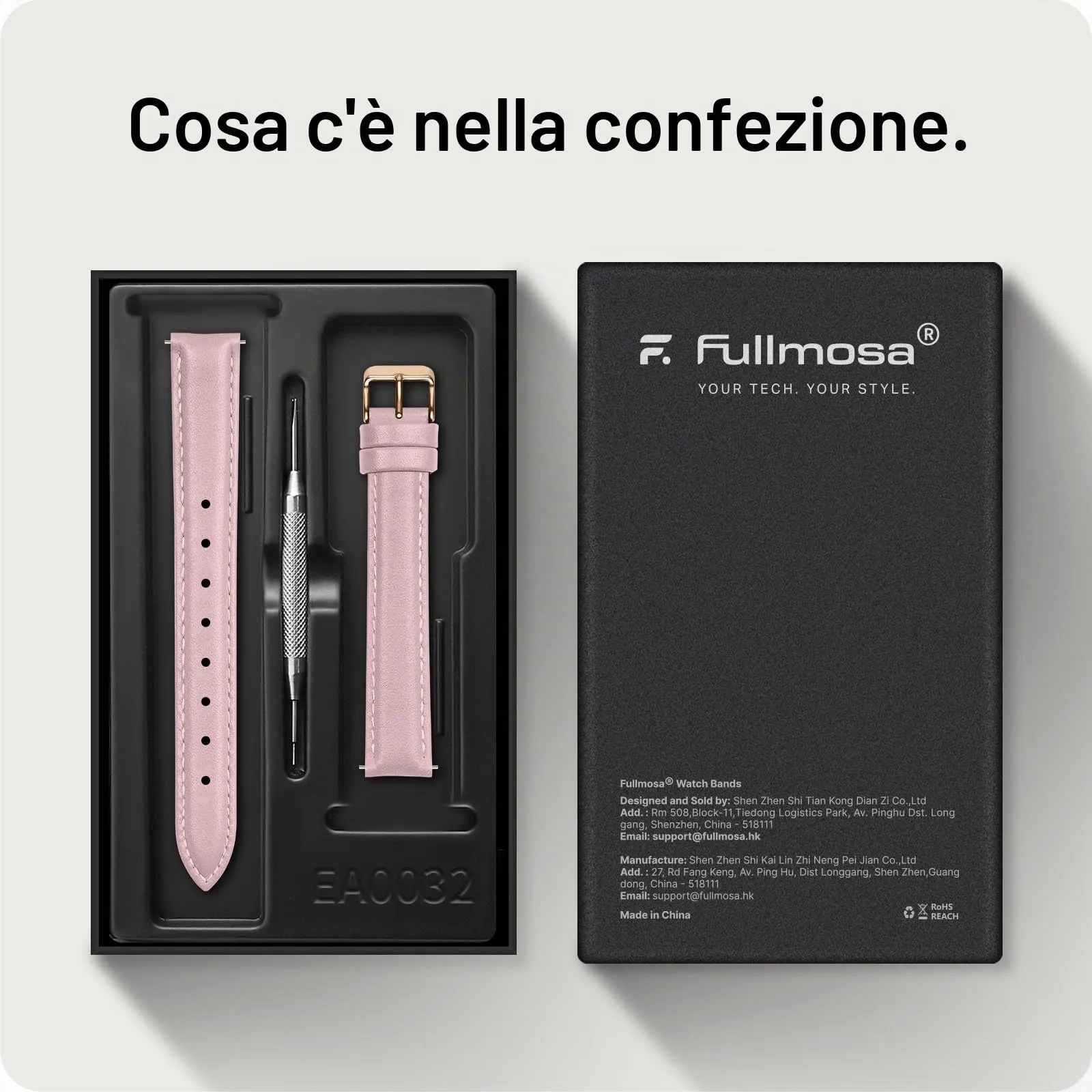 Fullmosa Cinturino per Orologio 16mm in Pelle a Sgancio Rapido - Rosa Sabbia e Oro Rosa - immagine 6