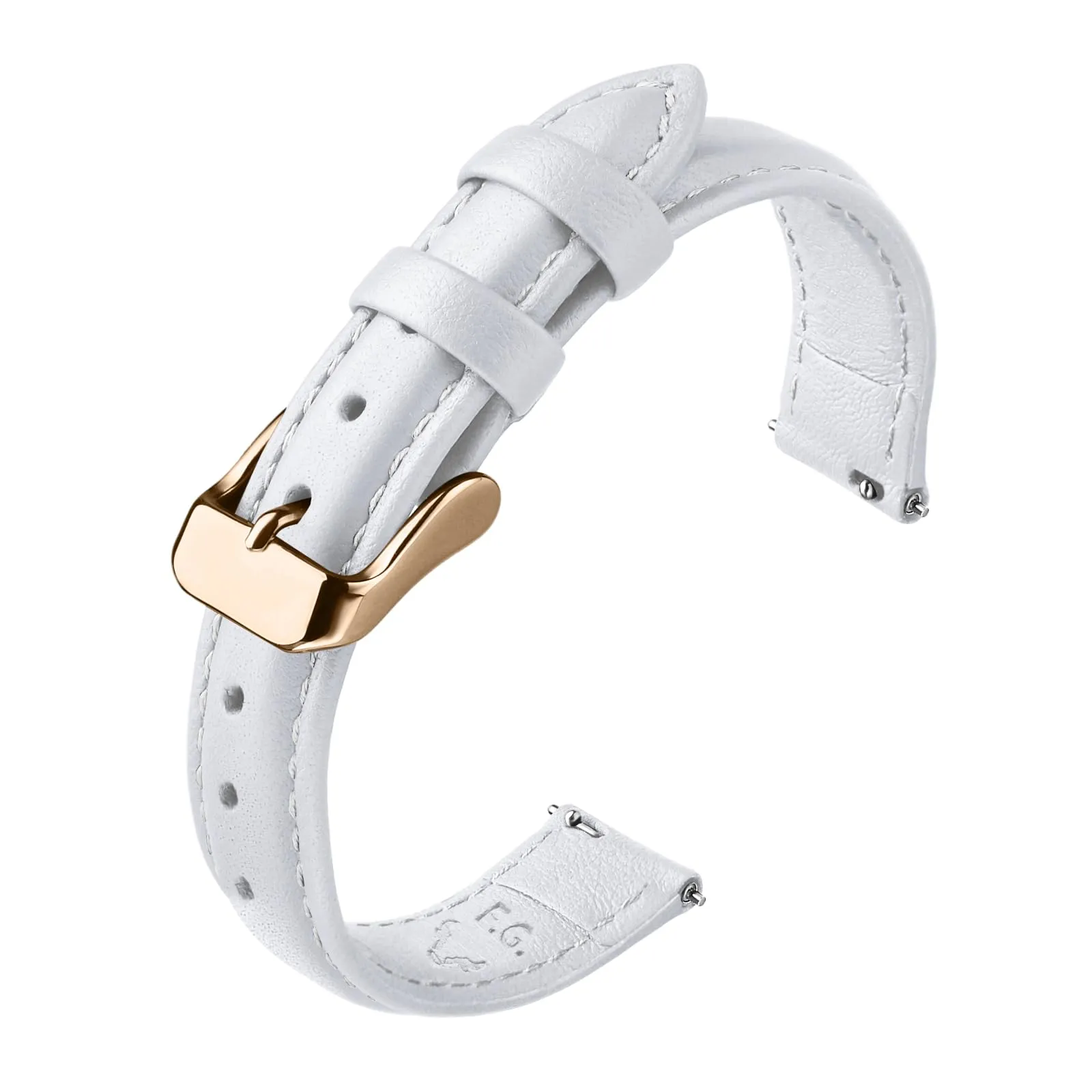 Fullmosa Cinturino per Orologio 16mm in Pelle a Sgancio Rapido - Bianco con Fibbia Oro Rosa - immagine 1